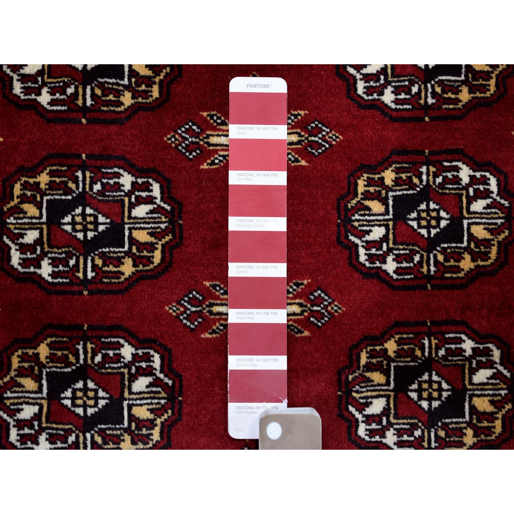 9-x12-3  Red Super Fine Mori Bokara Elephant Feet Design Hand-Knotted Oriental Rug 