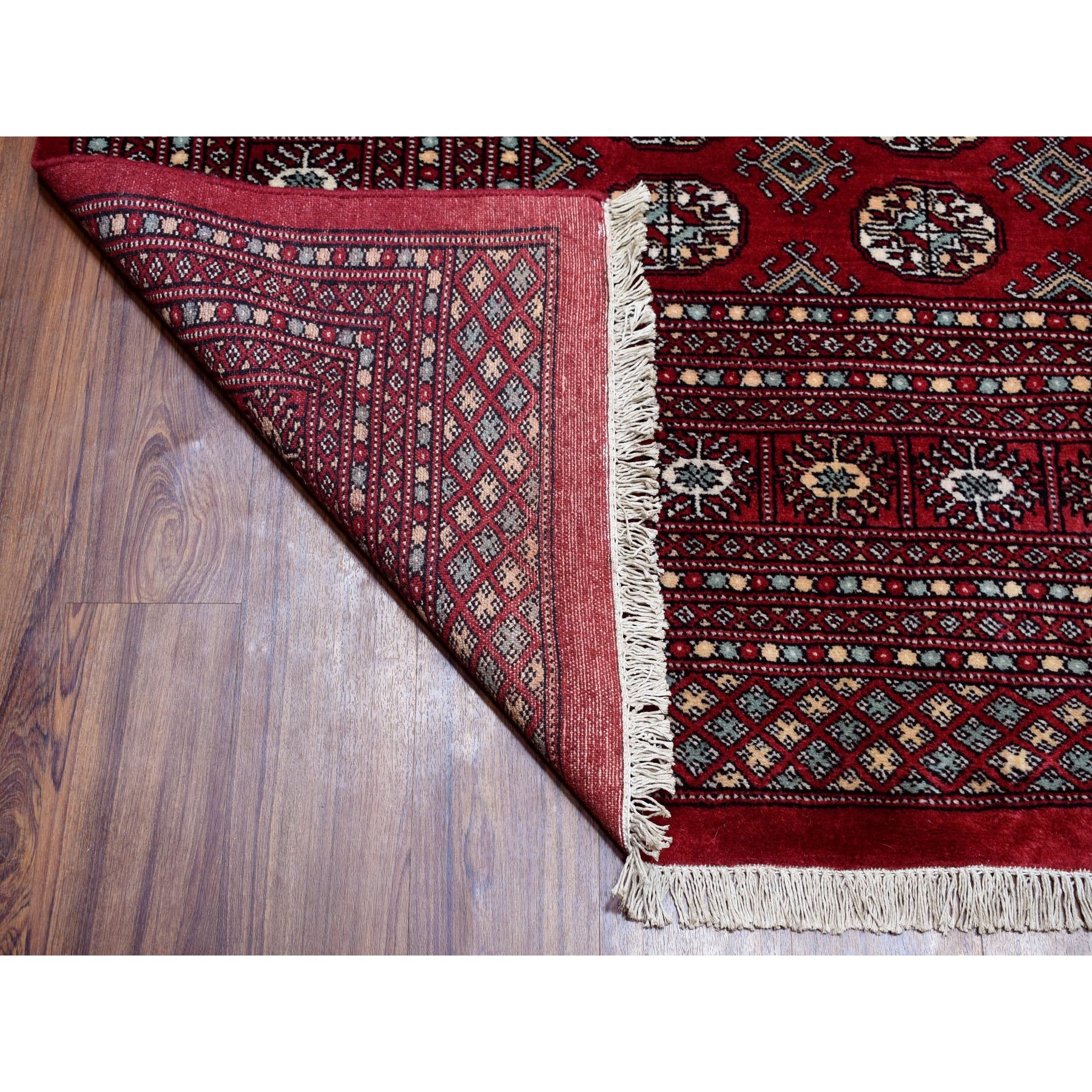 8-x10-2  Red Mori Bokara Elephant Feet Design 100% Wool Hand Knotted Oriental Rug 