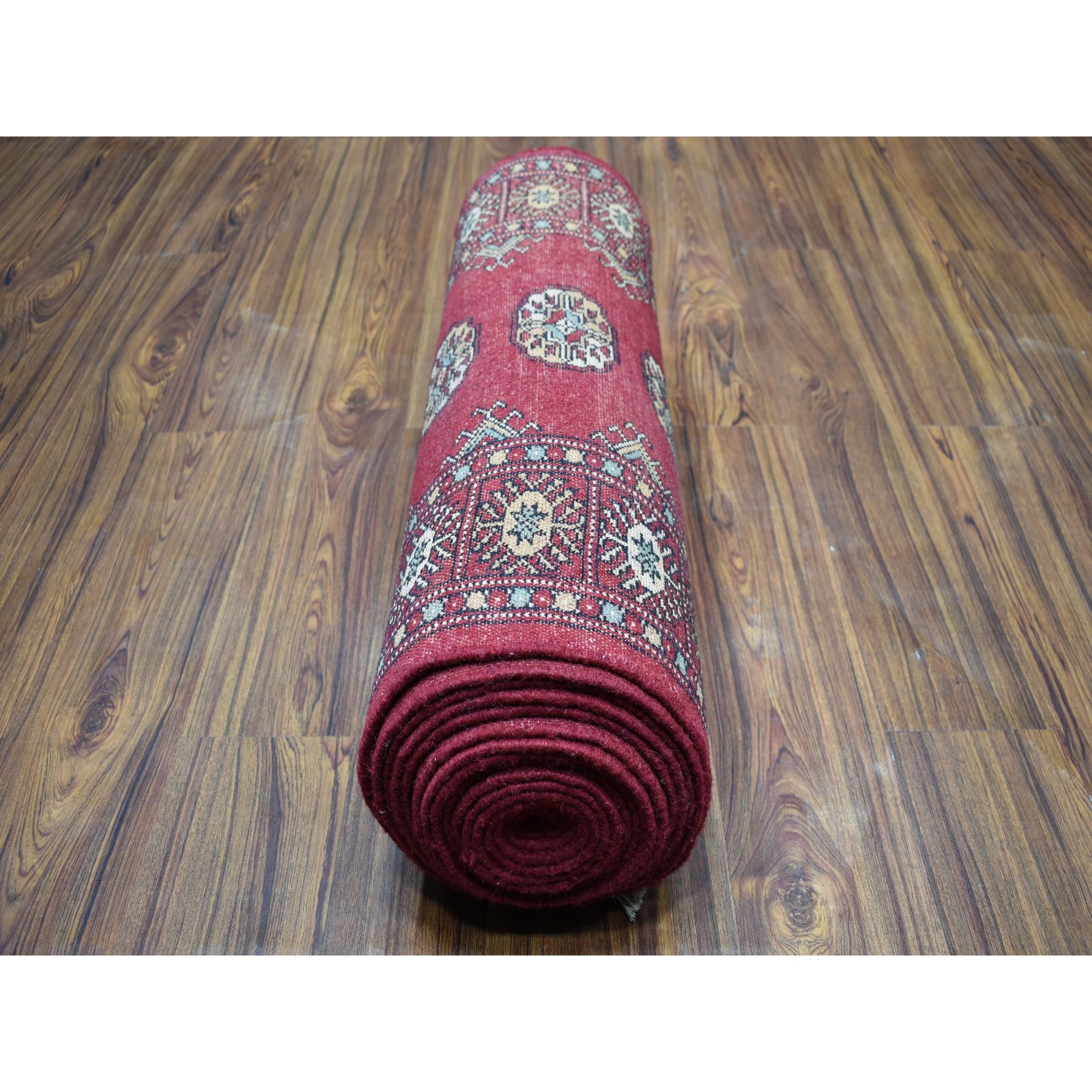 2-6 x20-10  Red Mori Bokara Elephant Feet Design Pure Wool Hand Knotted XL Runner Oriental Rug 