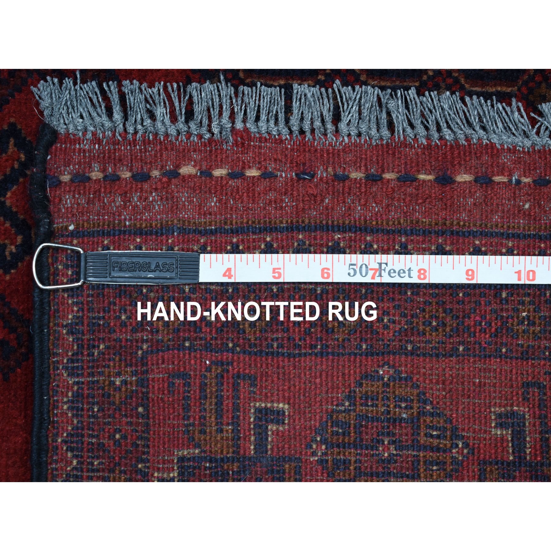 5-x6-3  Deep and Saturated Red Elephant Feet Design Afghan Andkhoy Pure Wool Hand-Knotted Oriental Rug 