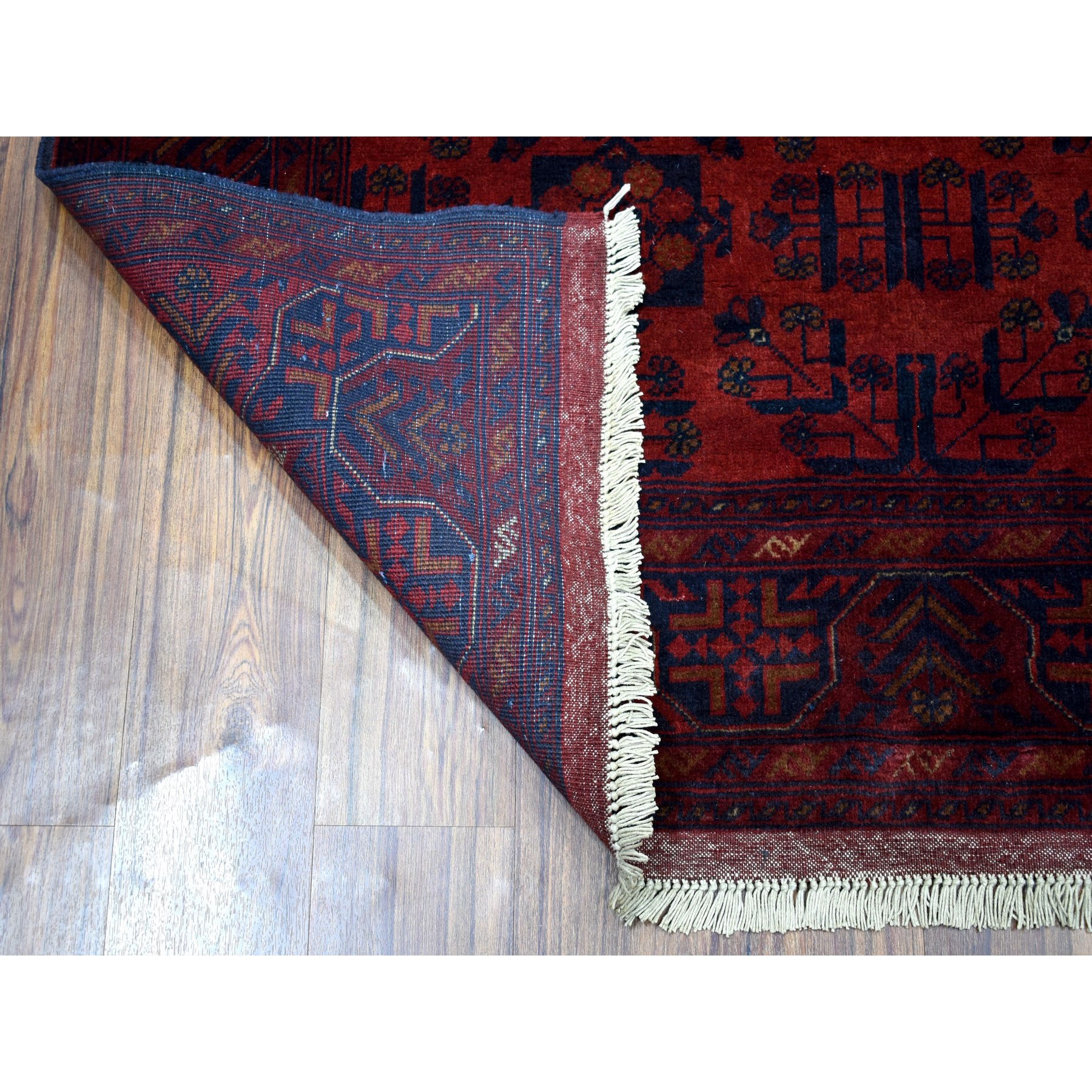 4-9 x6-5  Deep and Saturated Red Tribal Design Afghan Andkhoy Pure Wool Hand-Knotted Oriental Rug 