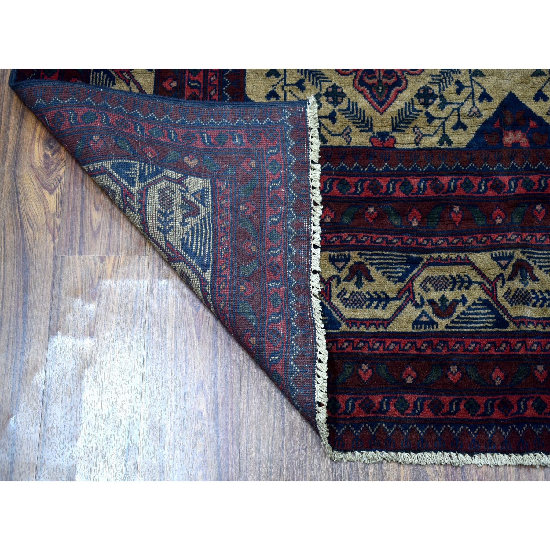 5-8 x7-7  Vintage Look Geometric Afghan Andkhoy Pure Wool Hand Knotted Oriental Rug 