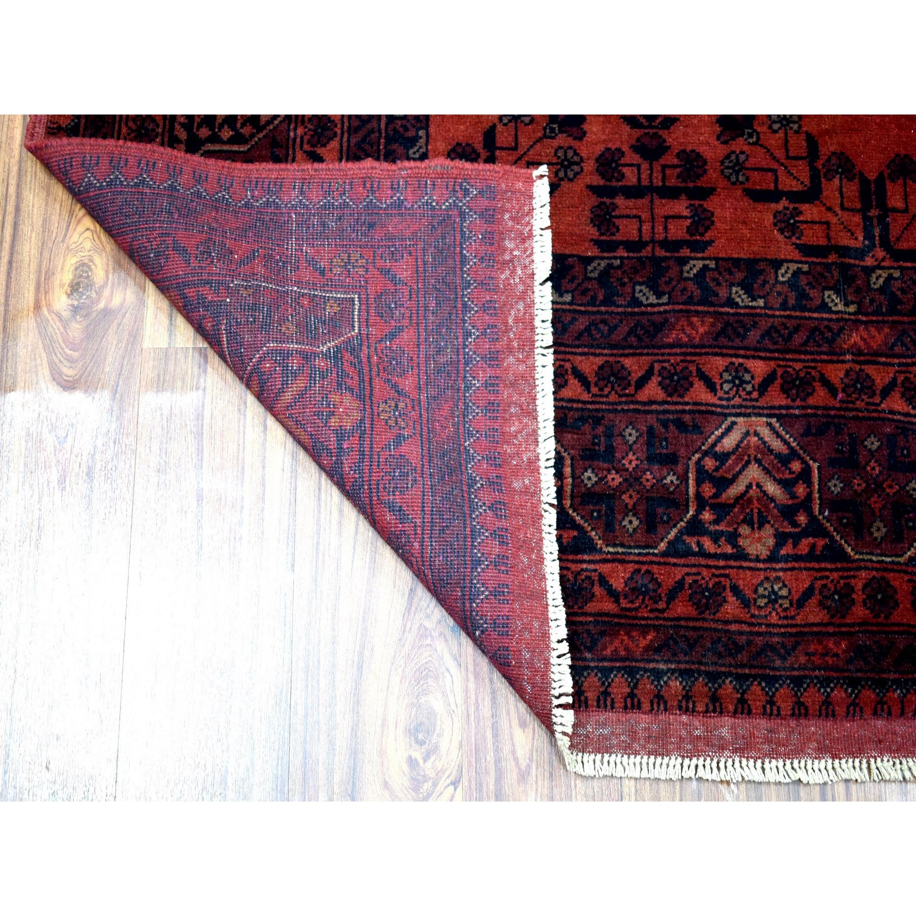 5-3 x6-6  Deep and Saturated Red Tribal Design Afghan Andkhoy Pure Wool Hand-Knotted Oriental Rug 