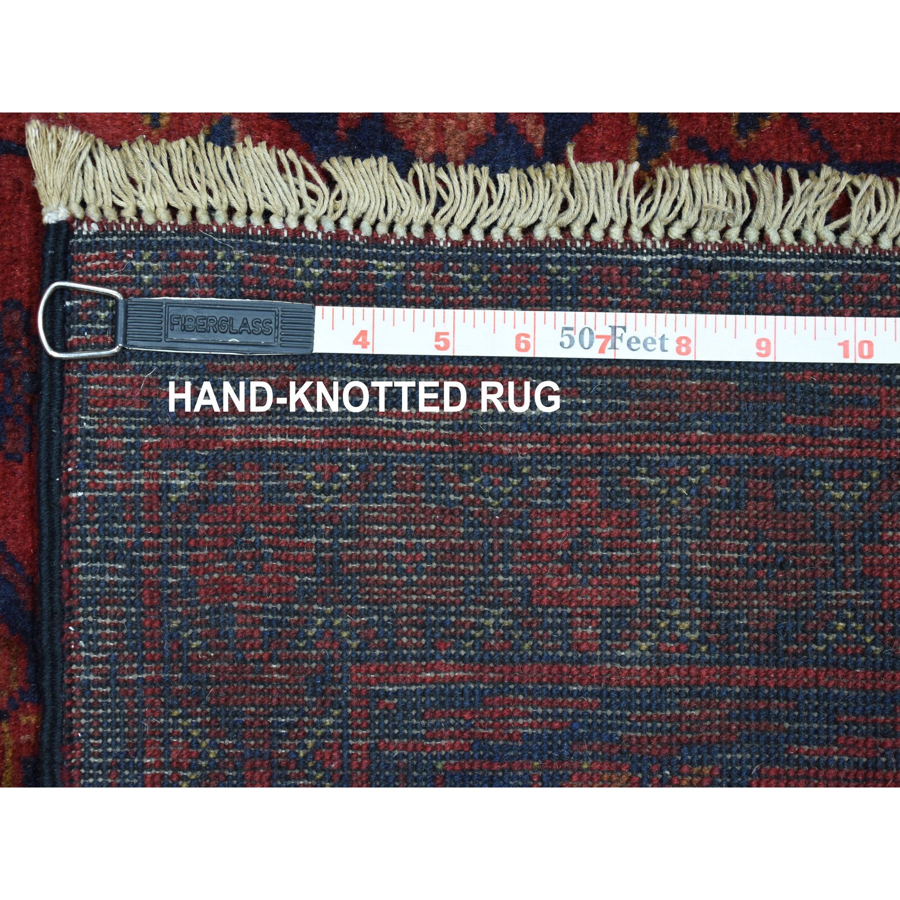 2-7 x3-7  Deep and Saturated Red Geometric Afghan Andkhoy Pure Wool Hand Knotted Oriental Rug 