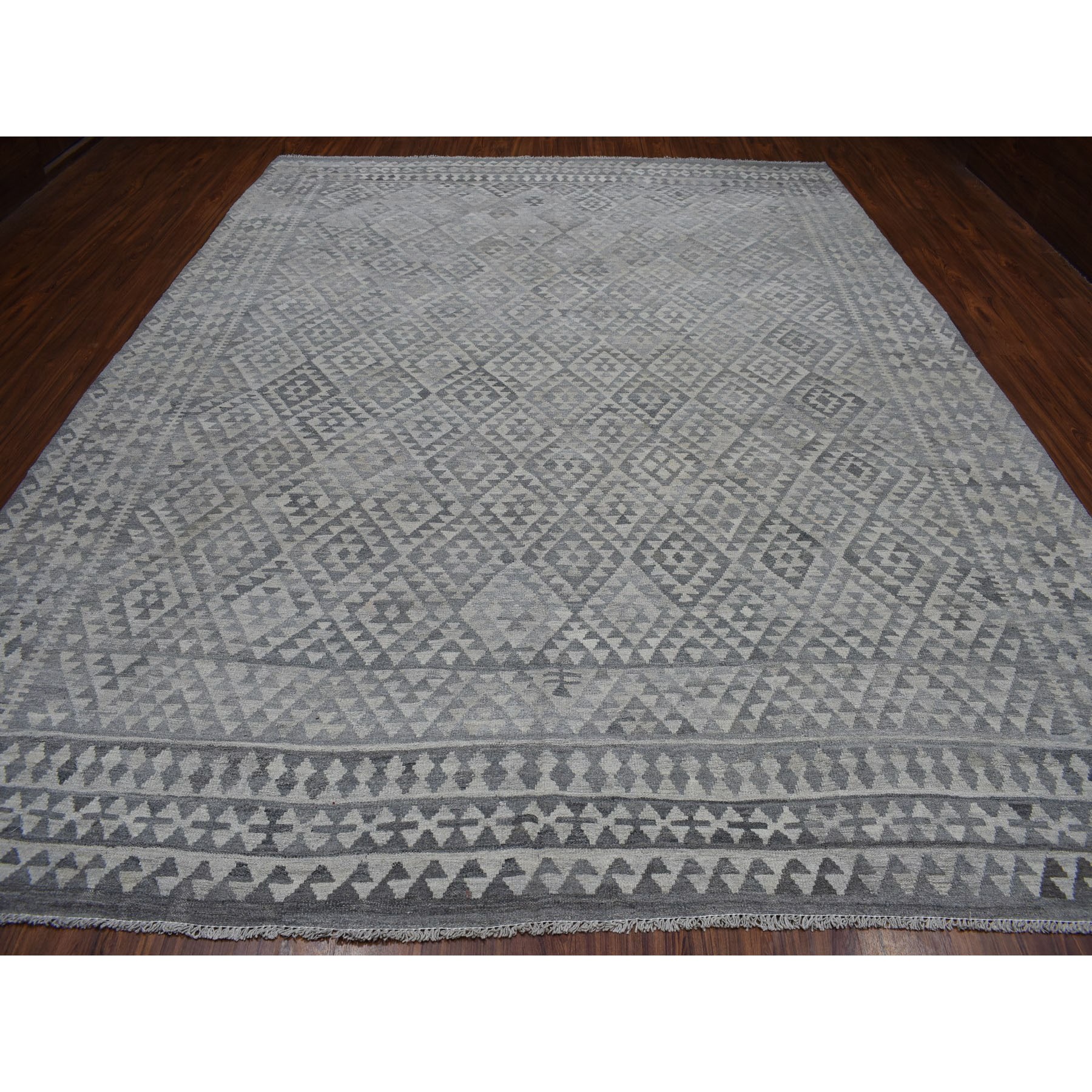 10-2 x12-10  Undyed Natural Wool Afghan Kilim Reversible Hand Woven Oriental Rug 