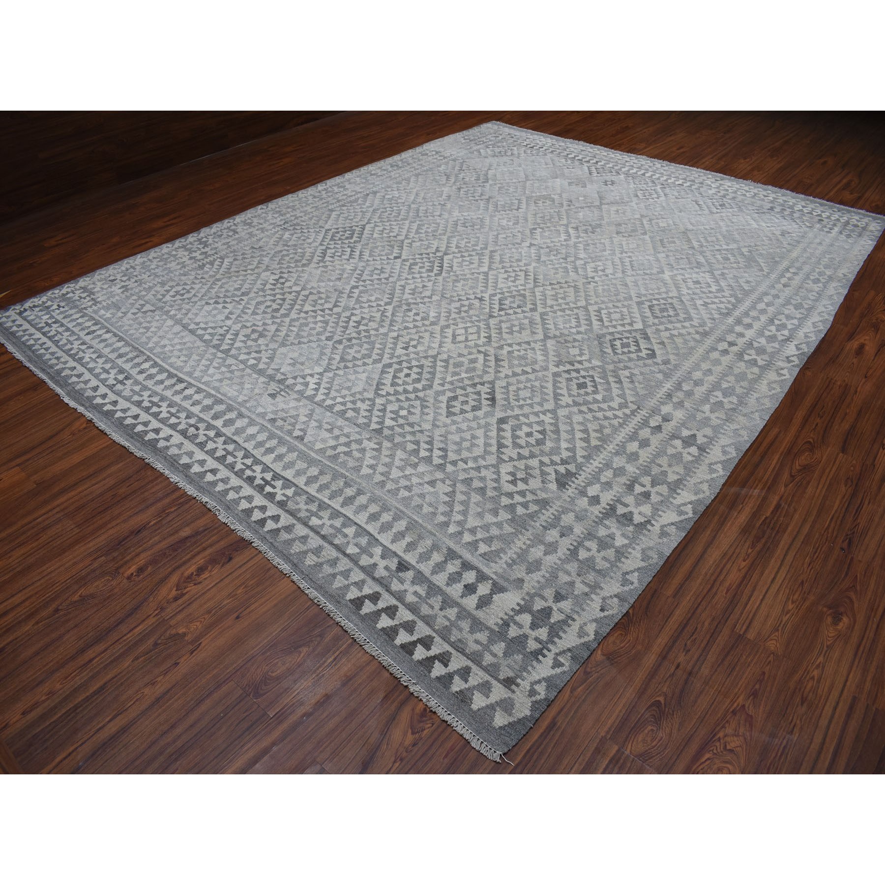 10-2 x12-10  Undyed Natural Wool Afghan Kilim Reversible Hand Woven Oriental Rug 