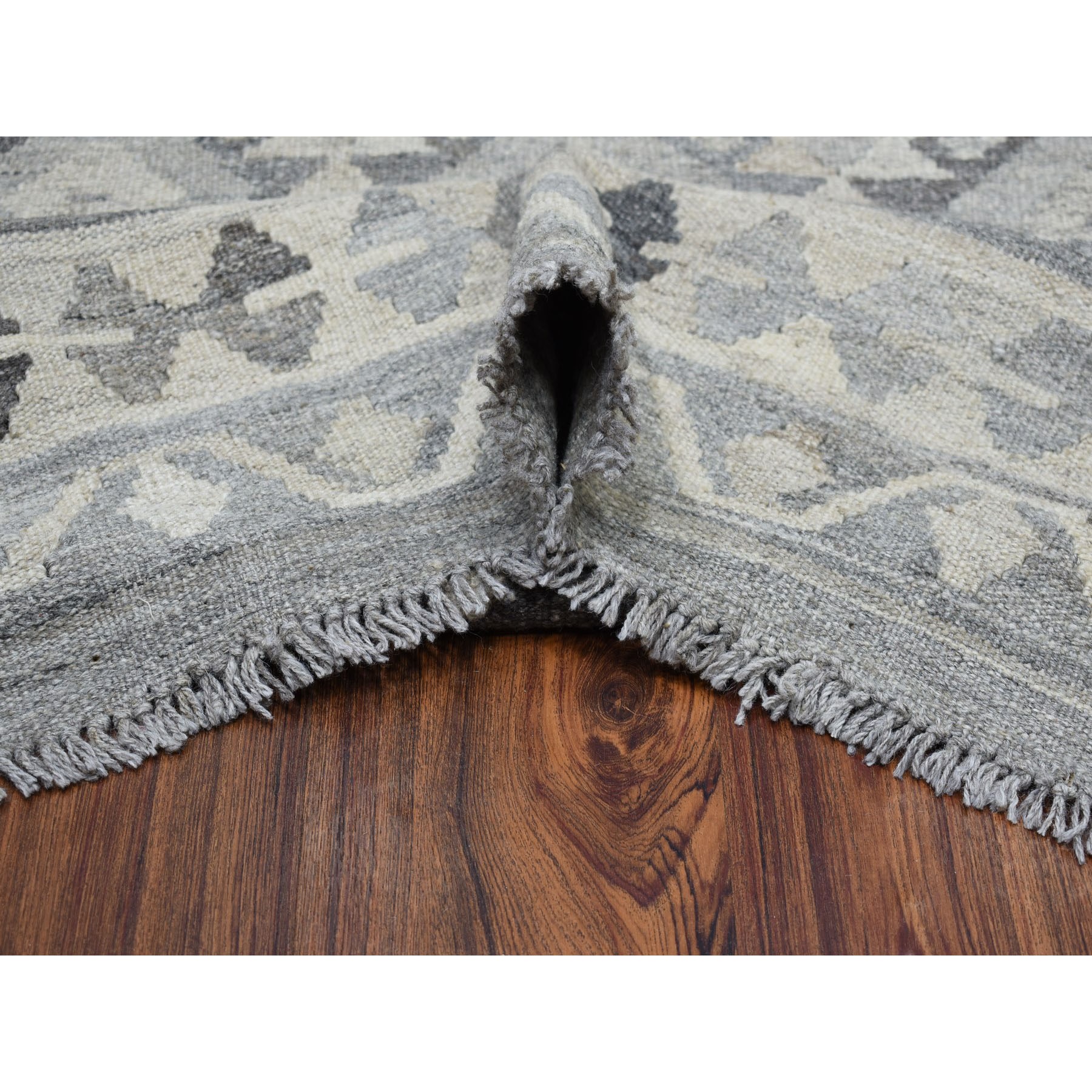 8-8 x11-3  Undyed Natural Wool Afghan Kilim Reversible Hand Woven Oriental Rug 
