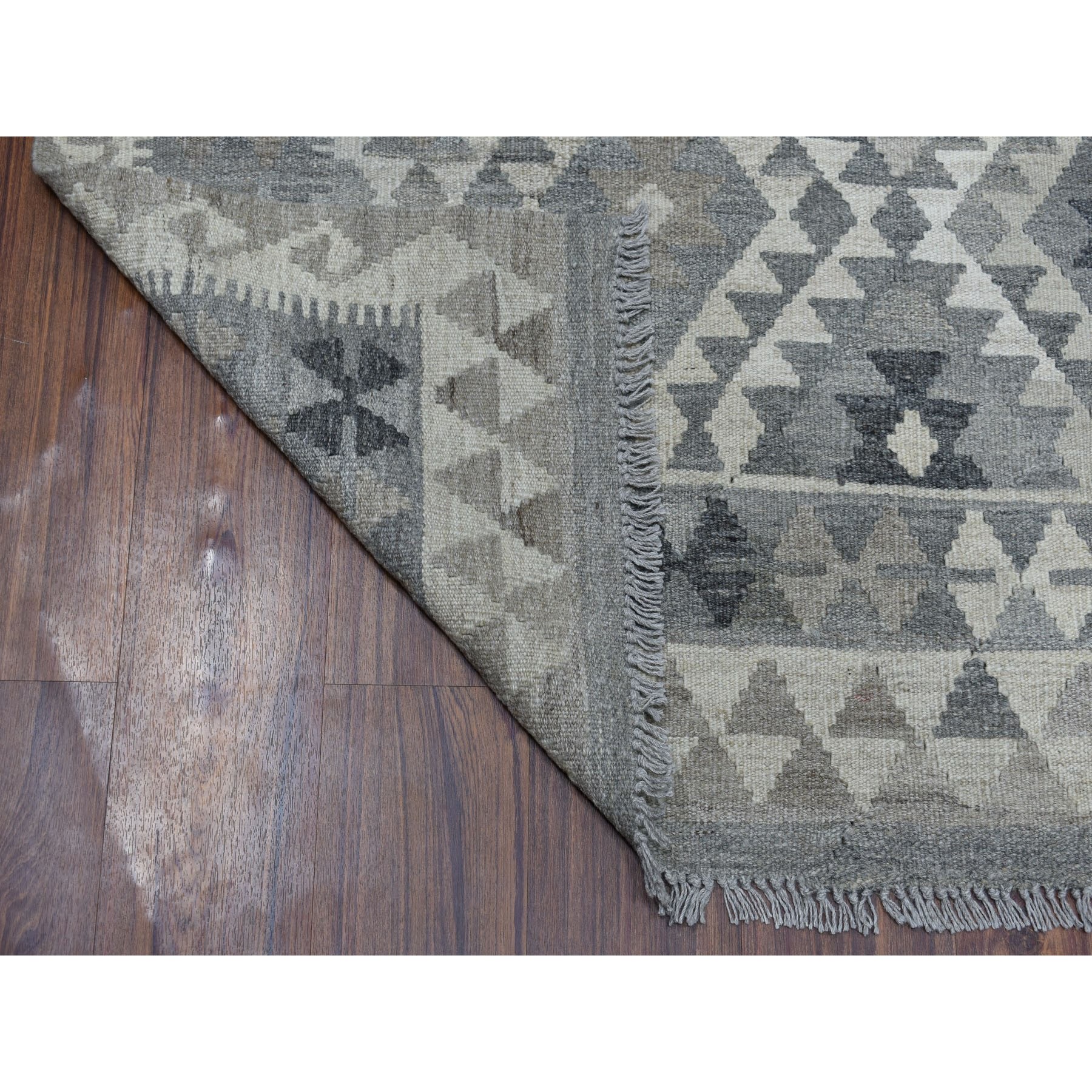 5-10 x8- Undyed Natural Wool Afghan Kilim Reversible Hand Woven Oriental Rug 