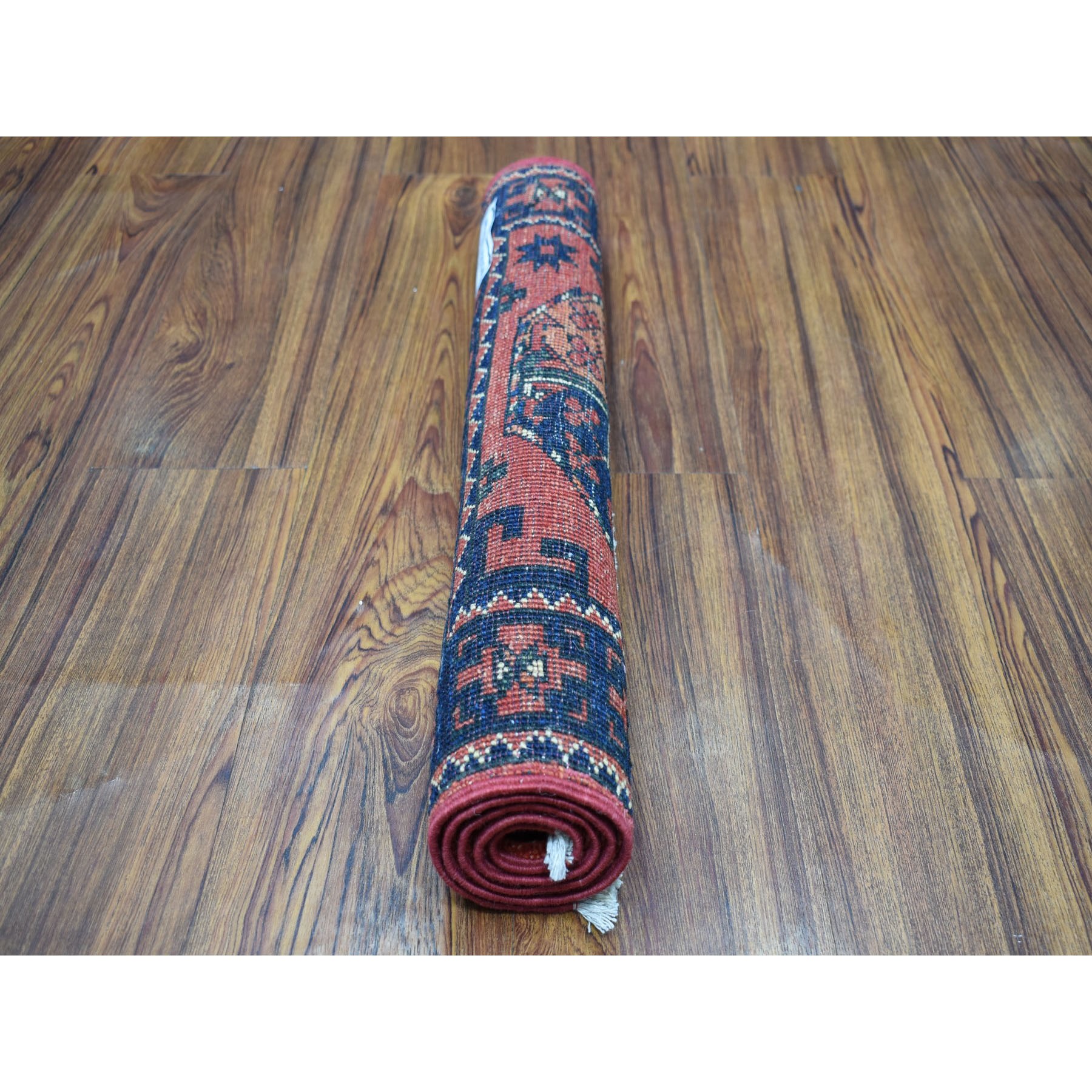 2-x3- Red Elephant Feet Design Afghan Ersari Pure Wool Hand Knotted Oriental Rug 