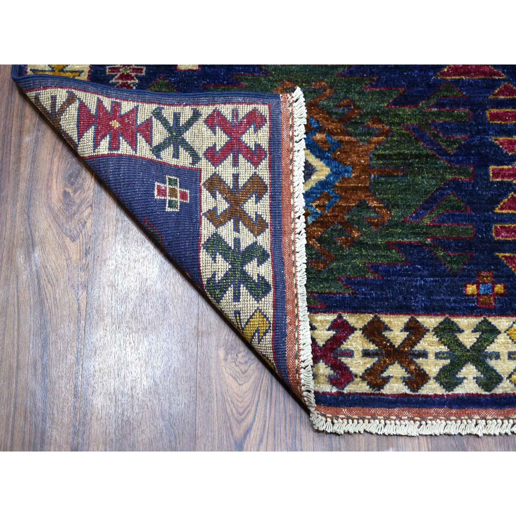 6-x8-10  Afghan Ersari With Large Repetitive Colorful Symbols Hand Knotted Oriental Rug 
