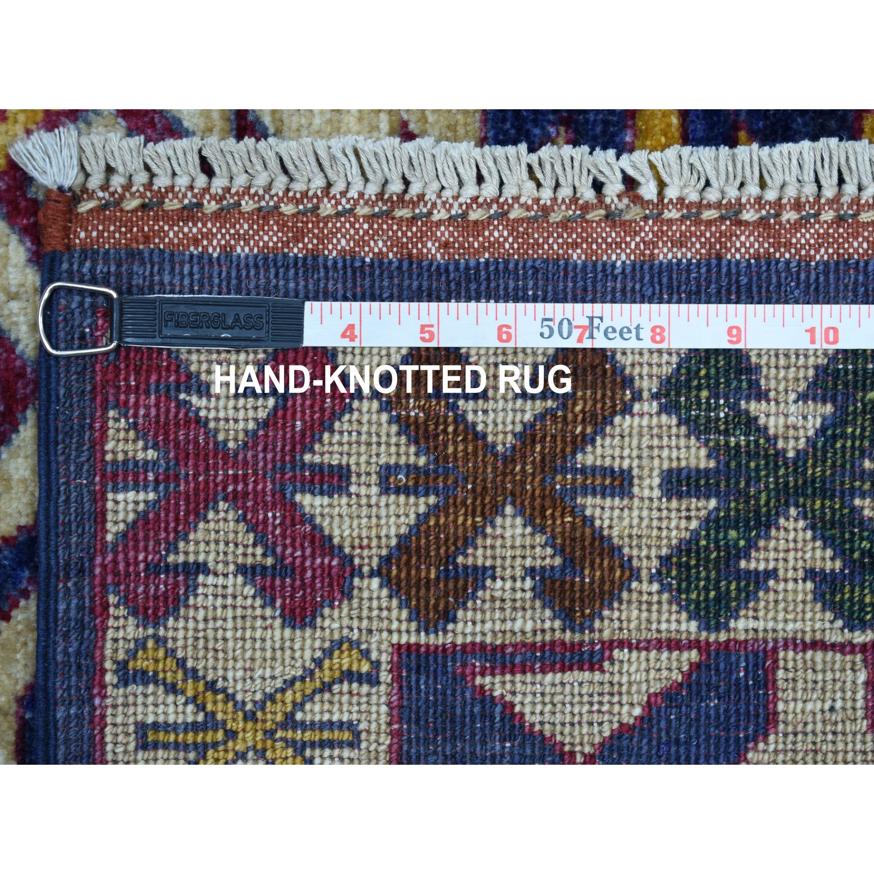 6-x8-10  Afghan Ersari With Large Repetitive Colorful Symbols Hand Knotted Oriental Rug 