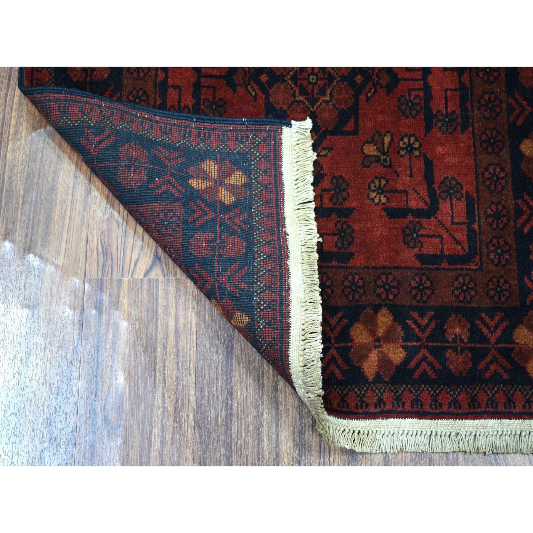 2-9 x4-1  Deep and Saturated Red Tribal Afghan Andkhoy Pure Wool Hand Knotted Oriental Rug 