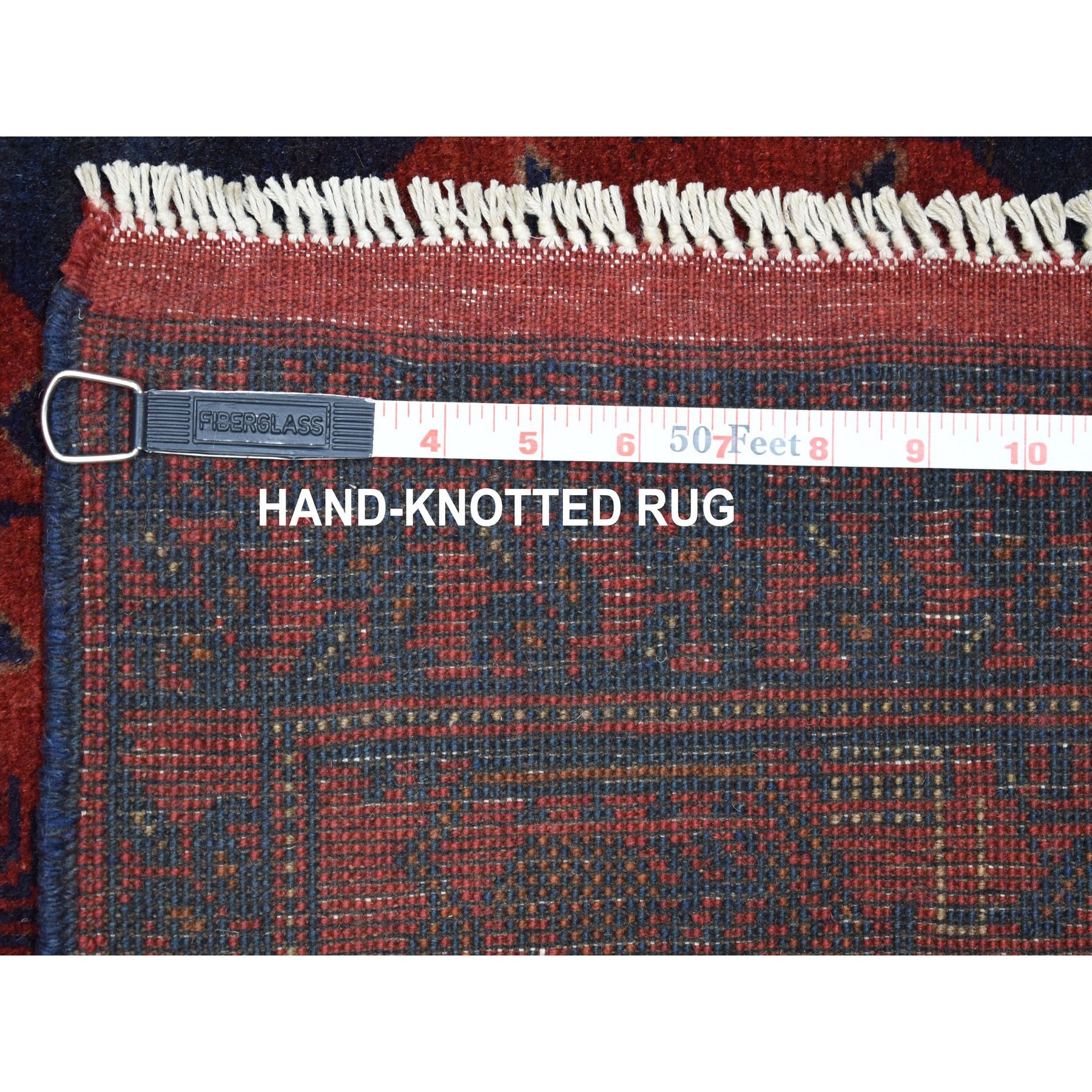 2-9 x6-3  Deep and Saturated Red Geometric Afghan Andkhoy Pure Wool Runner Hand Knotted Oriental Rug 