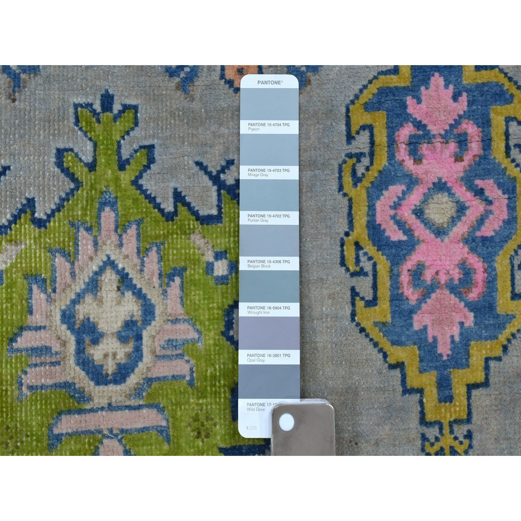 3-10 x5-5  Colorful Gray Fusion Kazak Pure Wool Geometric Design Hand Knotted Oriental Rug 