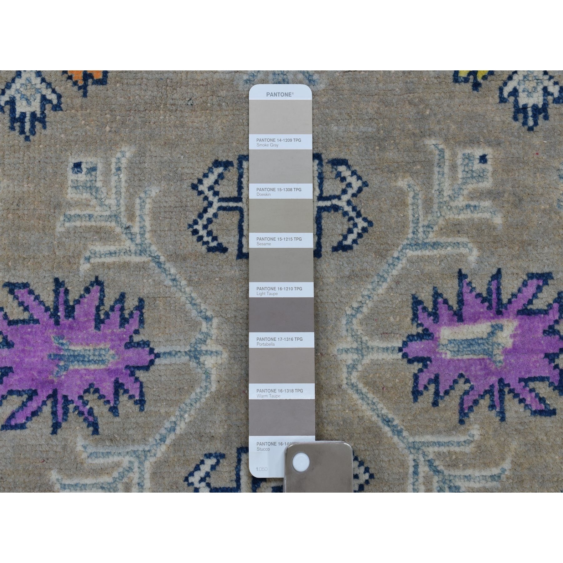 4-x6- Colorful Gray Fusion Kazak Pure Wool Geometric Design Hand Knotted Oriental Rug 
