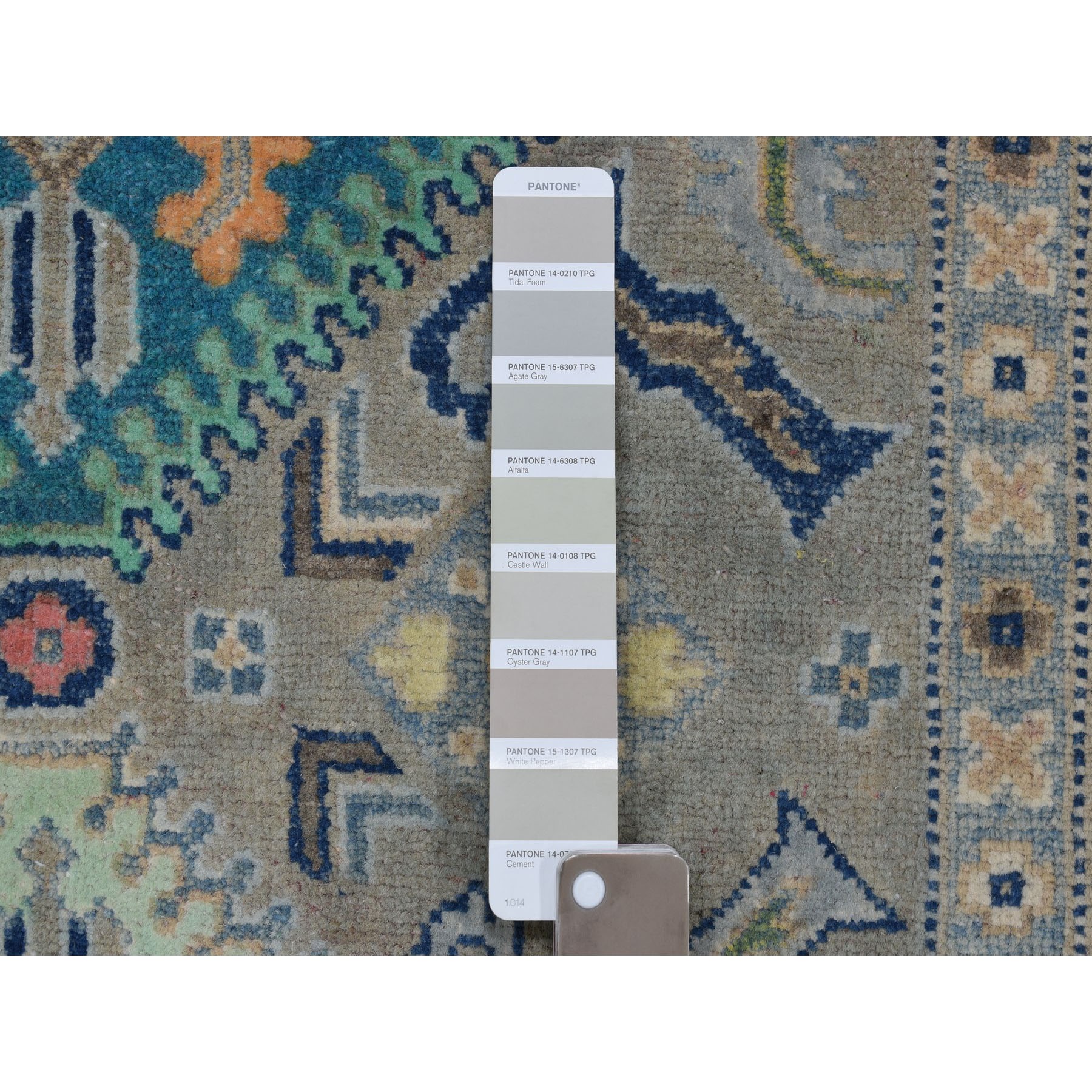 3-10 x5-10  Colorful Gray Fusion Kazak Pure Wool Geometric Design Hand Knotted Oriental Rug 