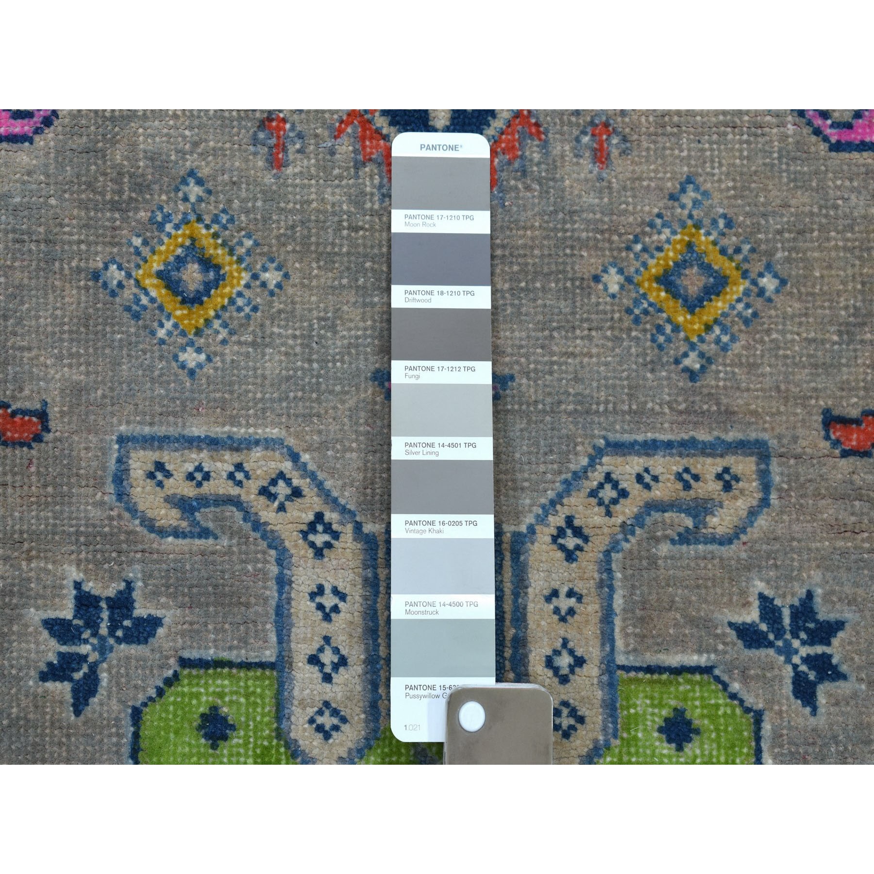 3-1 x4-8  Colorful Gray Fusion Kazak Pure Wool Geometric Design Hand Knotted Oriental Rug 