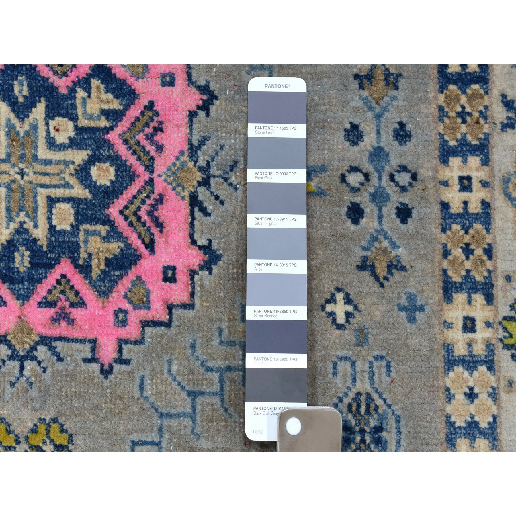 3-3 x5- Colorful Gray Fusion Kazak Pure Wool Geometric Design Hand Knotted Oriental Rug 