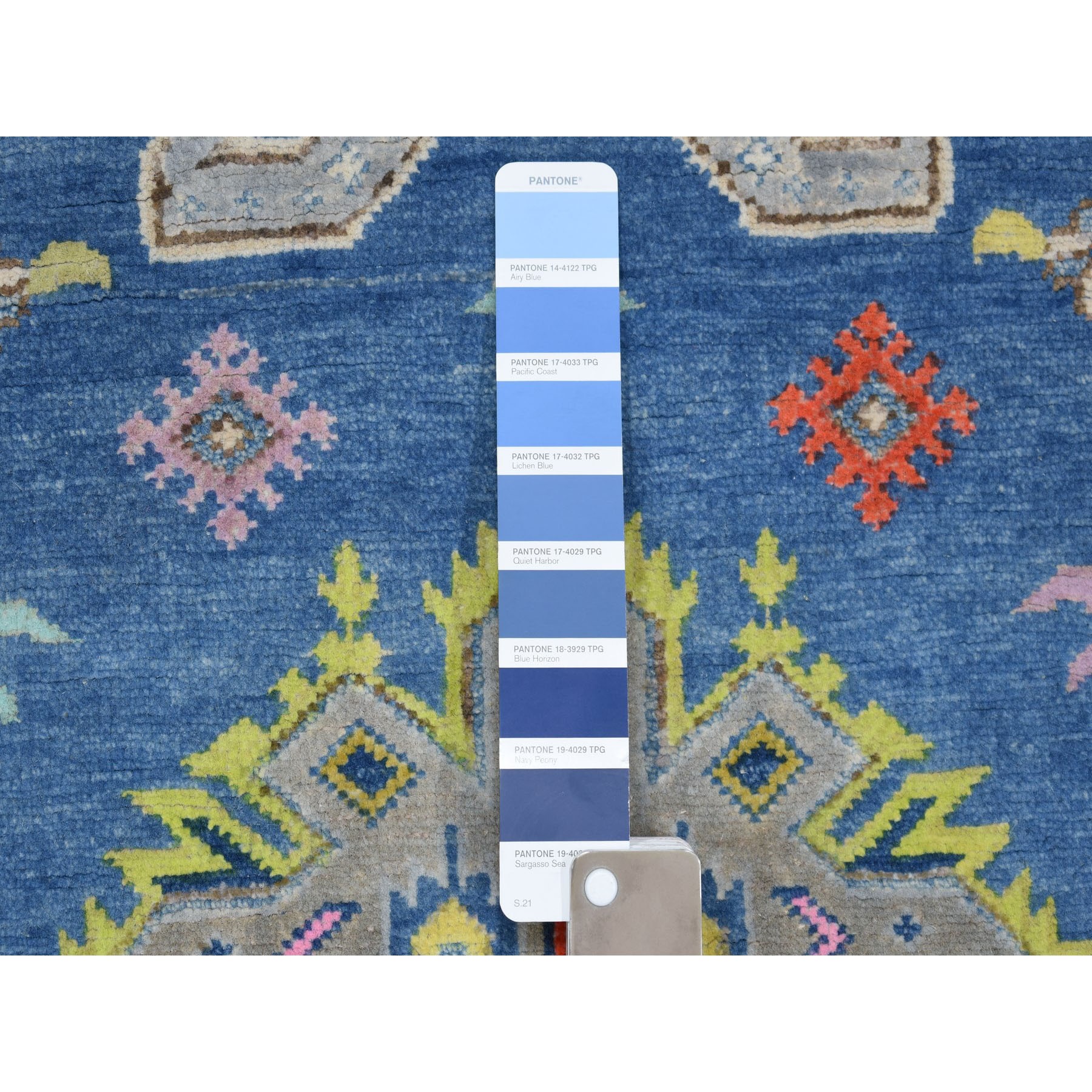 3-1 x4-7  Colorful Blue Fusion Kazak Pure Wool Hand Knotted Oriental Rug 