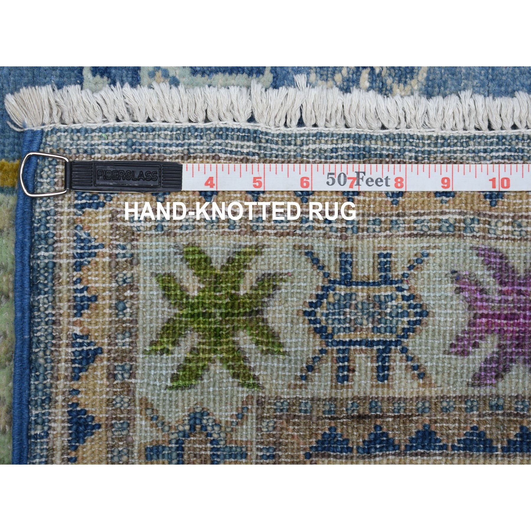 3-3 x4-10  Colorful Blue Fusion Kazak Pure Wool Hand Knotted Oriental Rug 