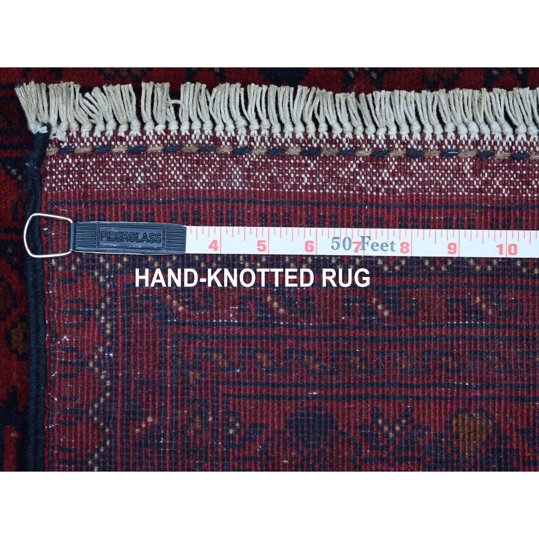 2-8 x6-1  Deep and Saturated Red Geometric Afghan Andkhoy Runner Pure Wool Hand Knotted Oriental Rug 