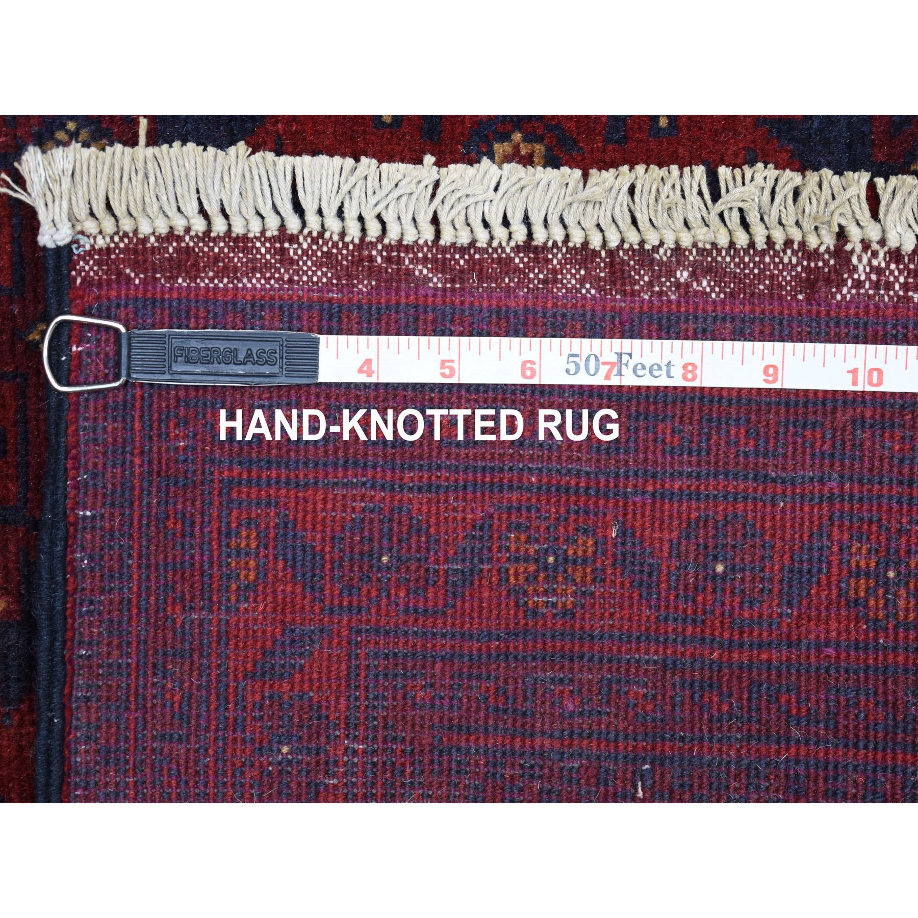 2-7 x3-8  Deep and Saturated Red Geometric Afghan Andkhoy Pure Wool Hand Knotted Oriental Rug 