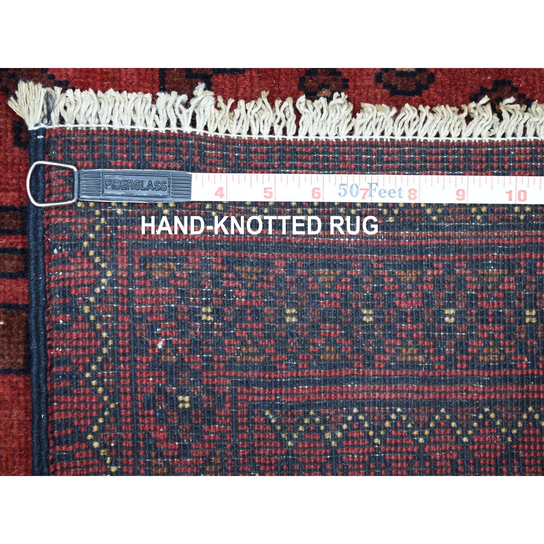 2-8 x4- Deep and Saturated Red Geometric Afghan Andkhoy Pure Wool Hand Knotted Oriental Rug 