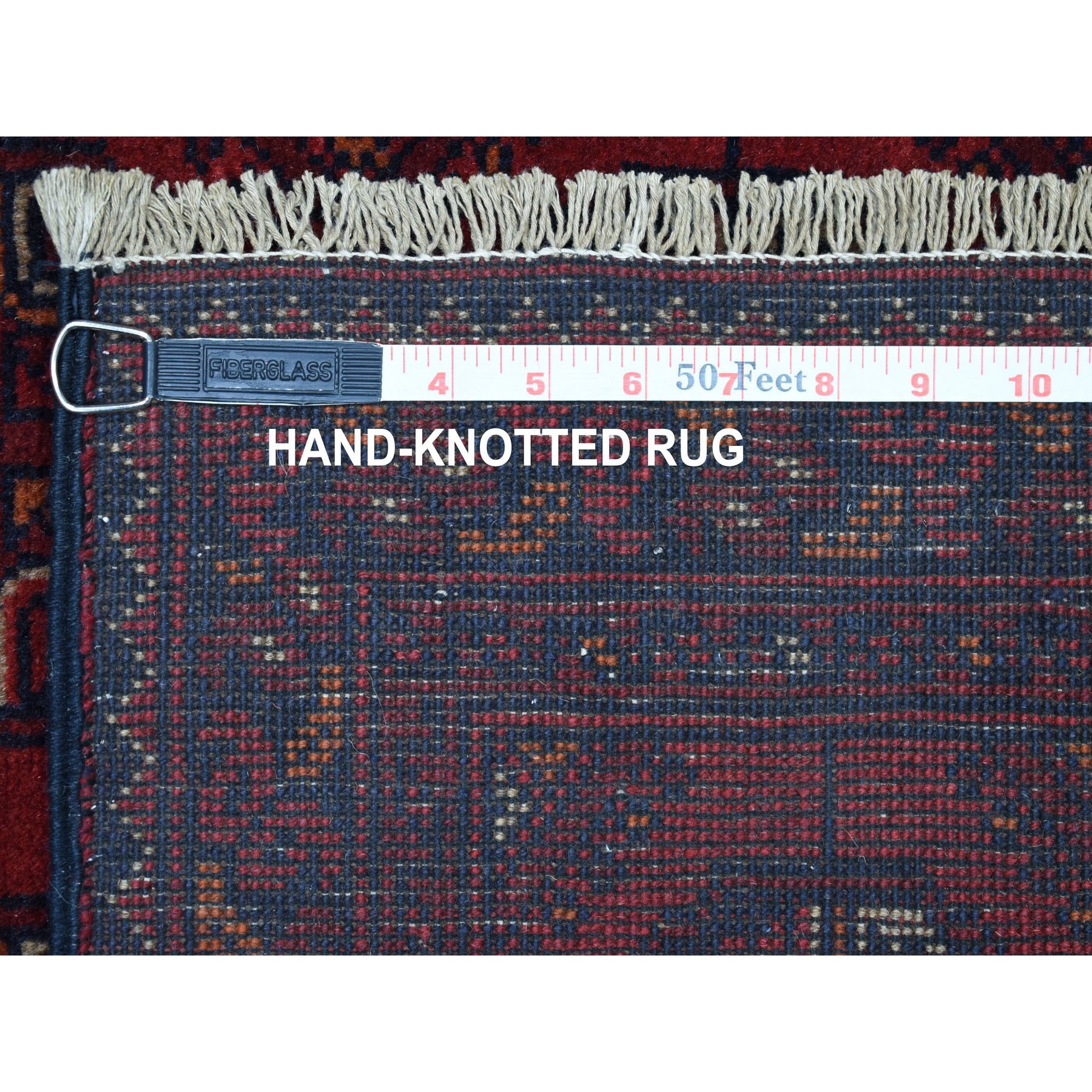 2-6 x4- Deep and Saturated Red Elephant Feet Afghan Andkhoy Pure Wool Hand Knotted Oriental Rug 