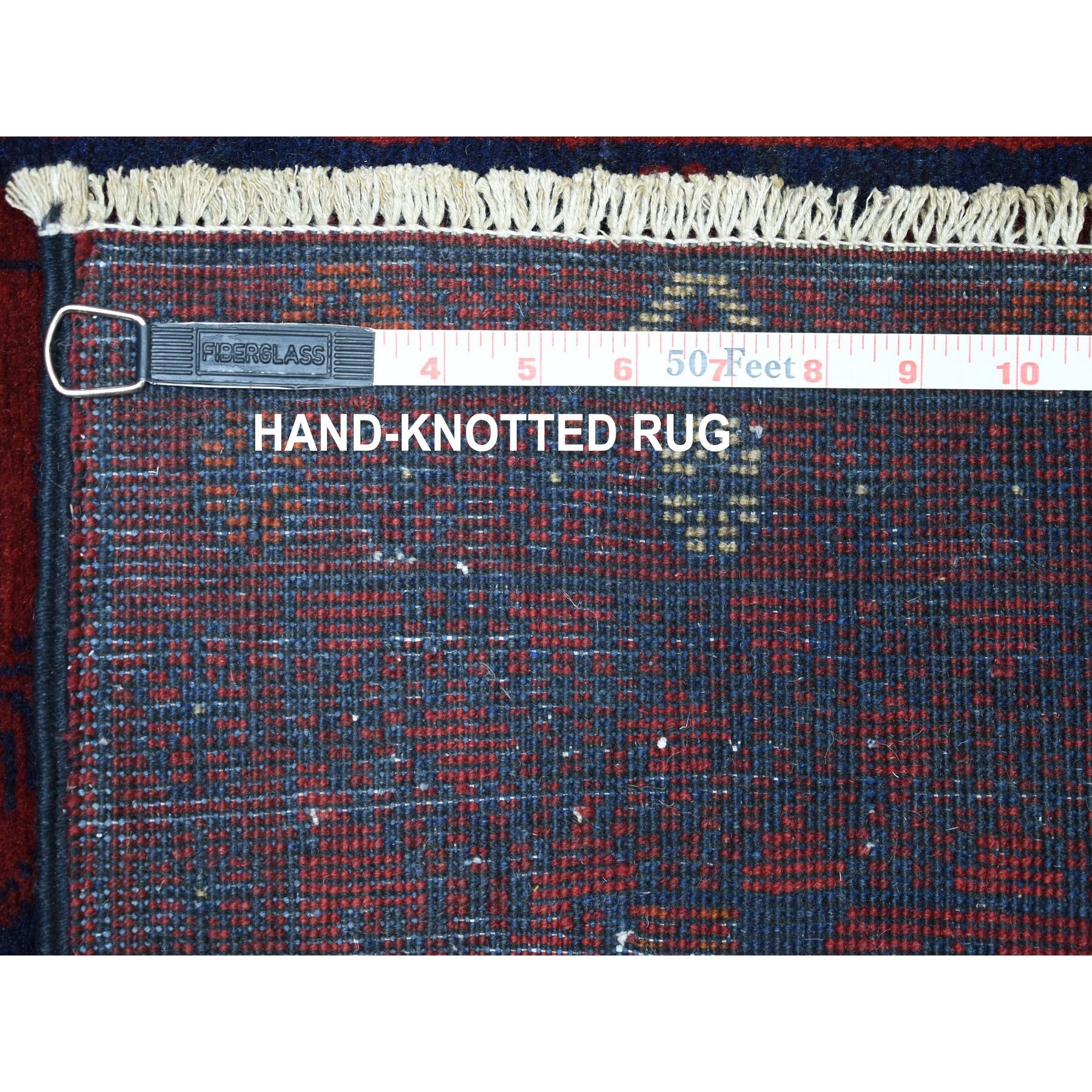 2-7 x4- Deep and Saturated Red Geometric Afghan Andkhoy Pure Wool Hand Knotted Oriental Rug 