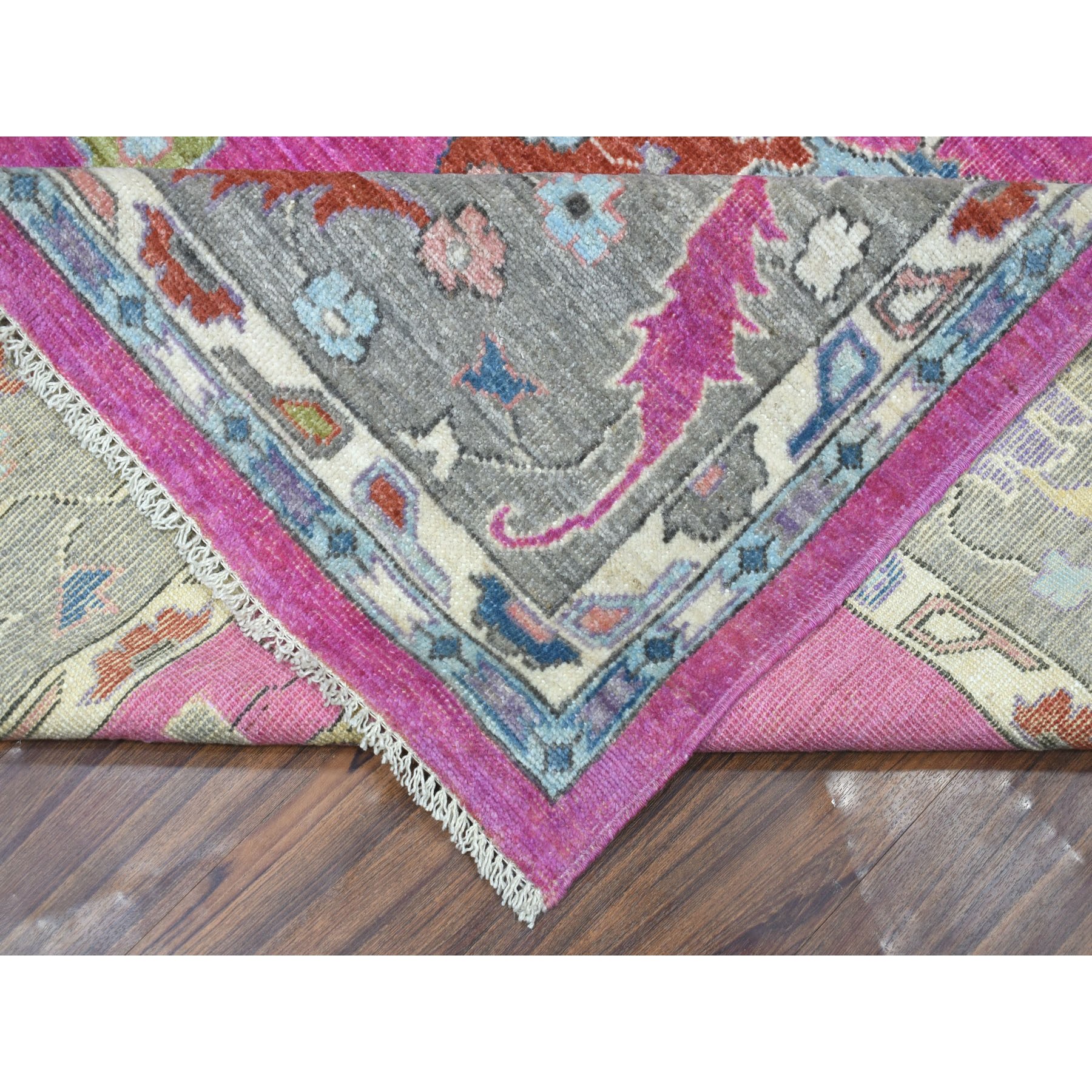 9-x11-3  Hot Pink Angora Oushak Super Bright Soft Wool Hand Knotted Oriental Rug 