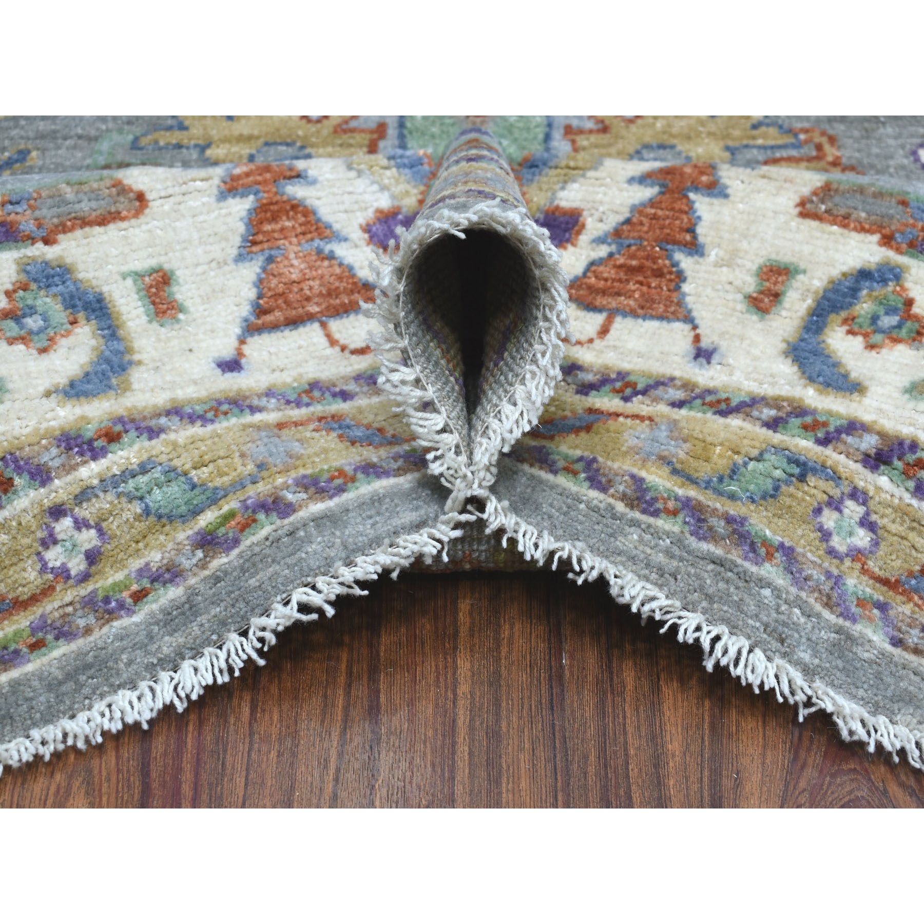 7-8 x10- Gray Angora Oushak With Soft Velvety wool Hand Knotted Oriental Rug 