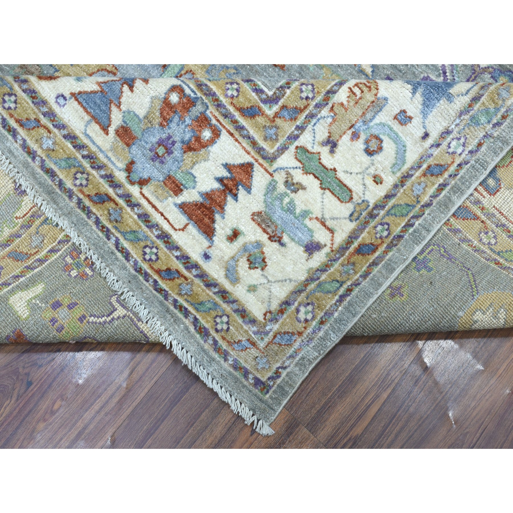 7-8 x10- Gray Angora Oushak With Soft Velvety wool Hand Knotted Oriental Rug 