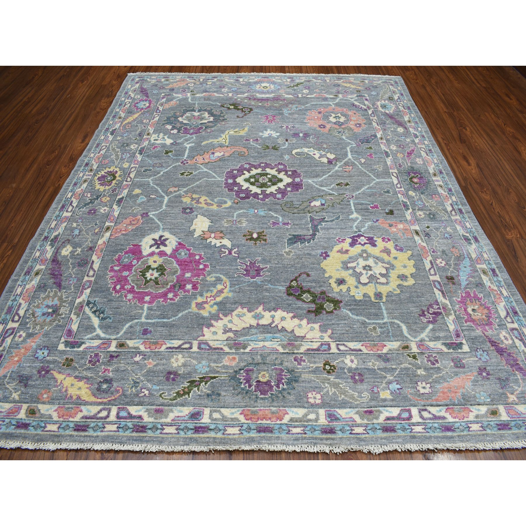 7-10 x9-7  Gray Angora Oushak With Soft Velvety wool Hand Knotted Oriental Rug 