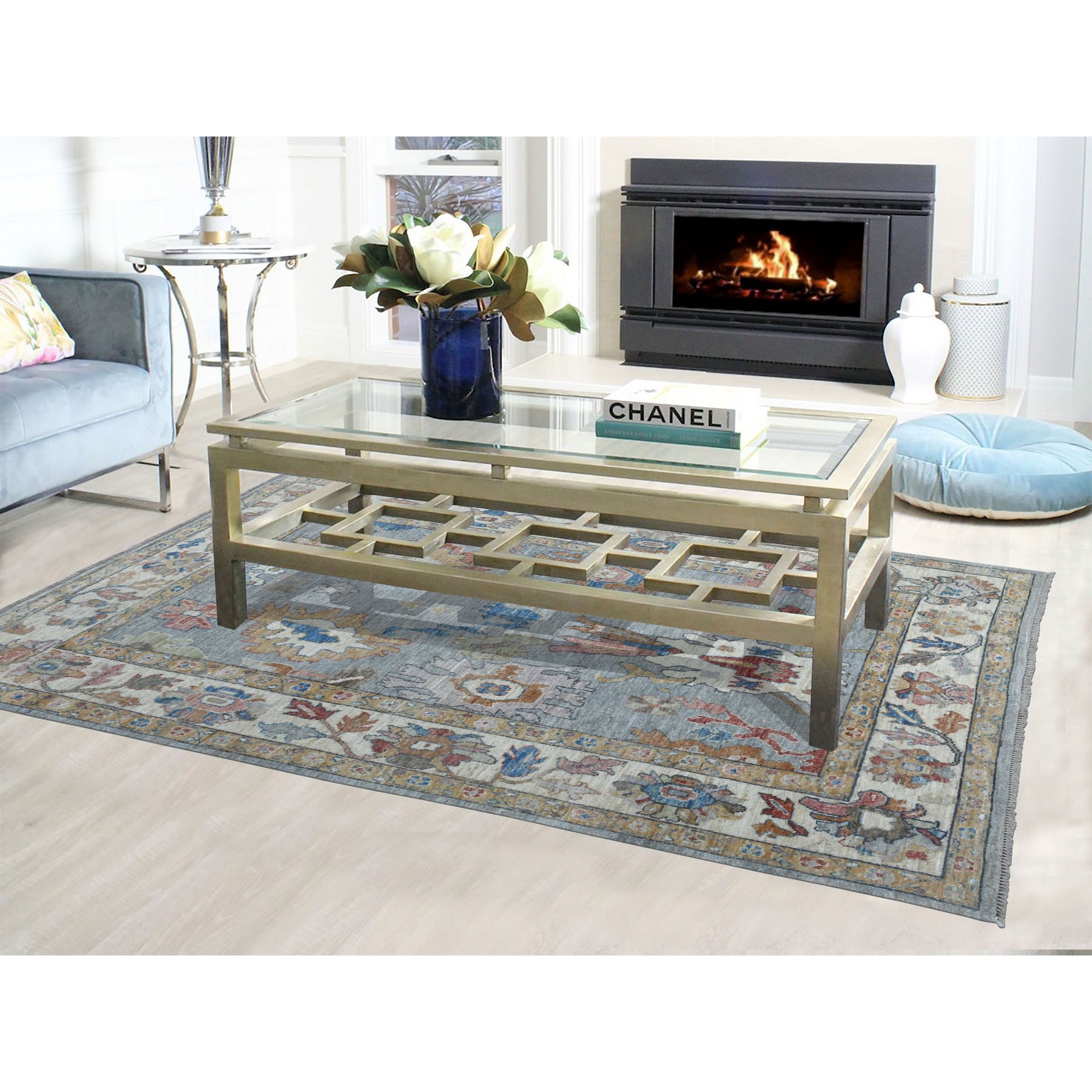 6-x8-7  Gray Angora Oushak With Soft Velvety Wool Hand Knotted Oriental Rug 