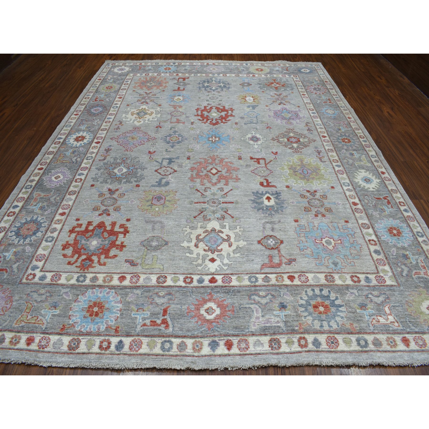 9-2 x11-9  Gray Angora Oushak With Soft Velvety wool Hand Knotted Oriental Rug 