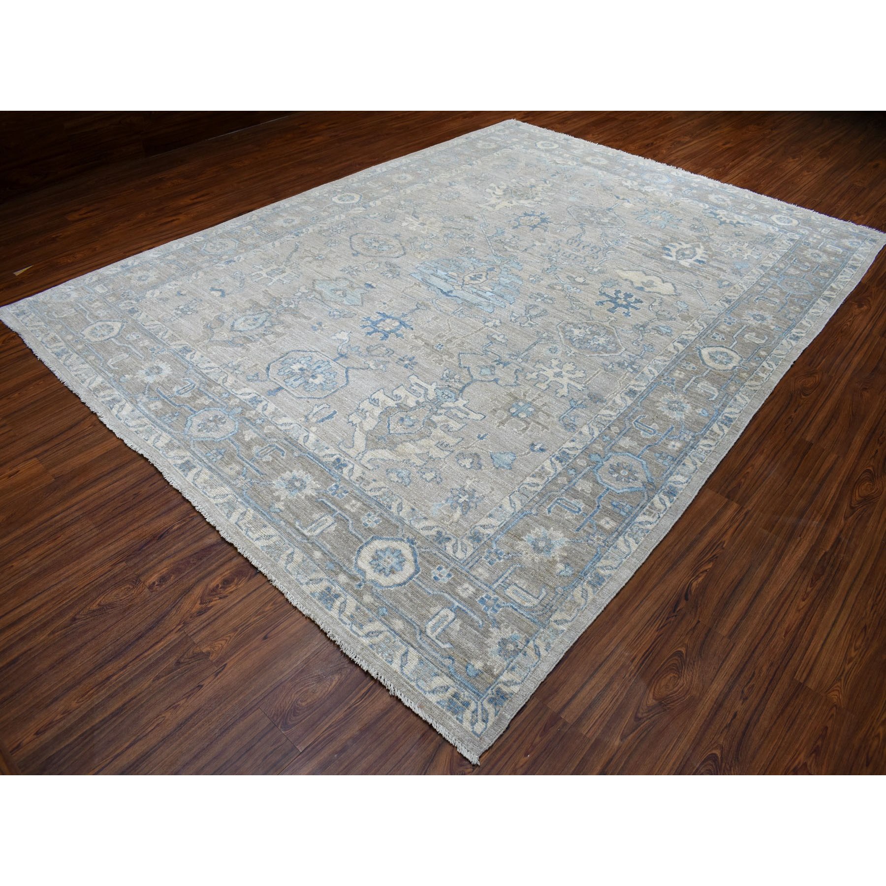 9-x11-10  Gray Angora Oushak With Soft Velvety wool Hand Knotted Oriental Rug 