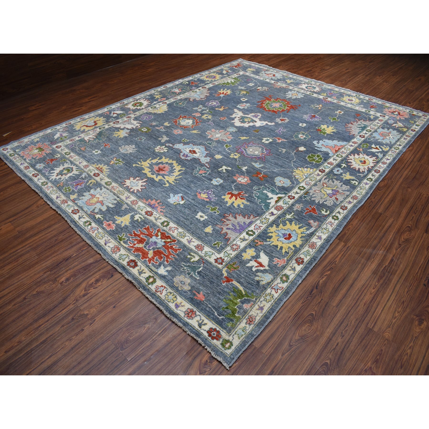 9-3 x11-9  Gray Angora Oushak With Soft Velvety wool Hand Knotted Oriental Rug 