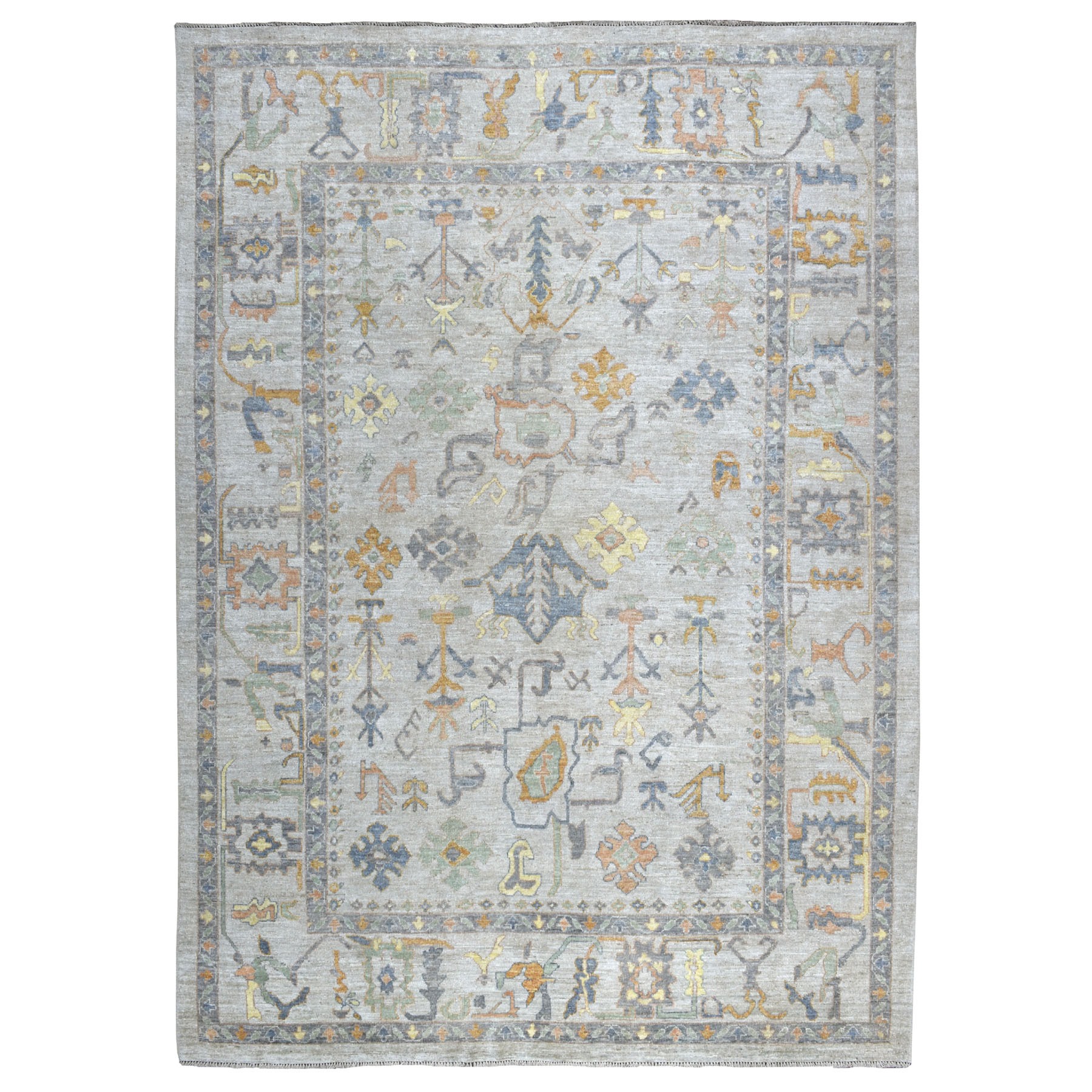 9-x11-9  Ivory Angora Oushak With Soft Velvety wool Hand Knotted Oriental Rug 