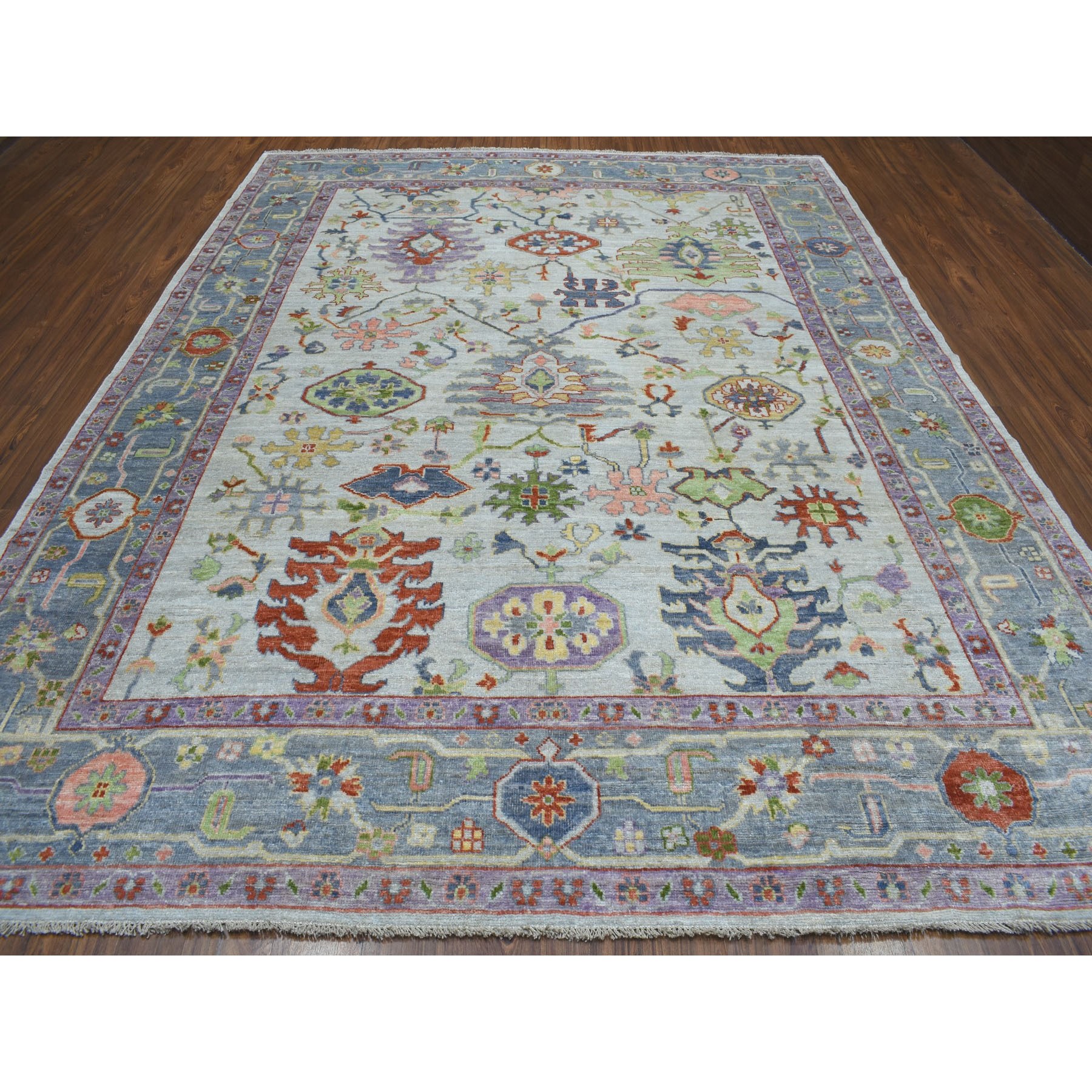 9-x11-6  Ivory Angora Oushak With Soft Velvety wool Hand Knotted Oriental Rug 
