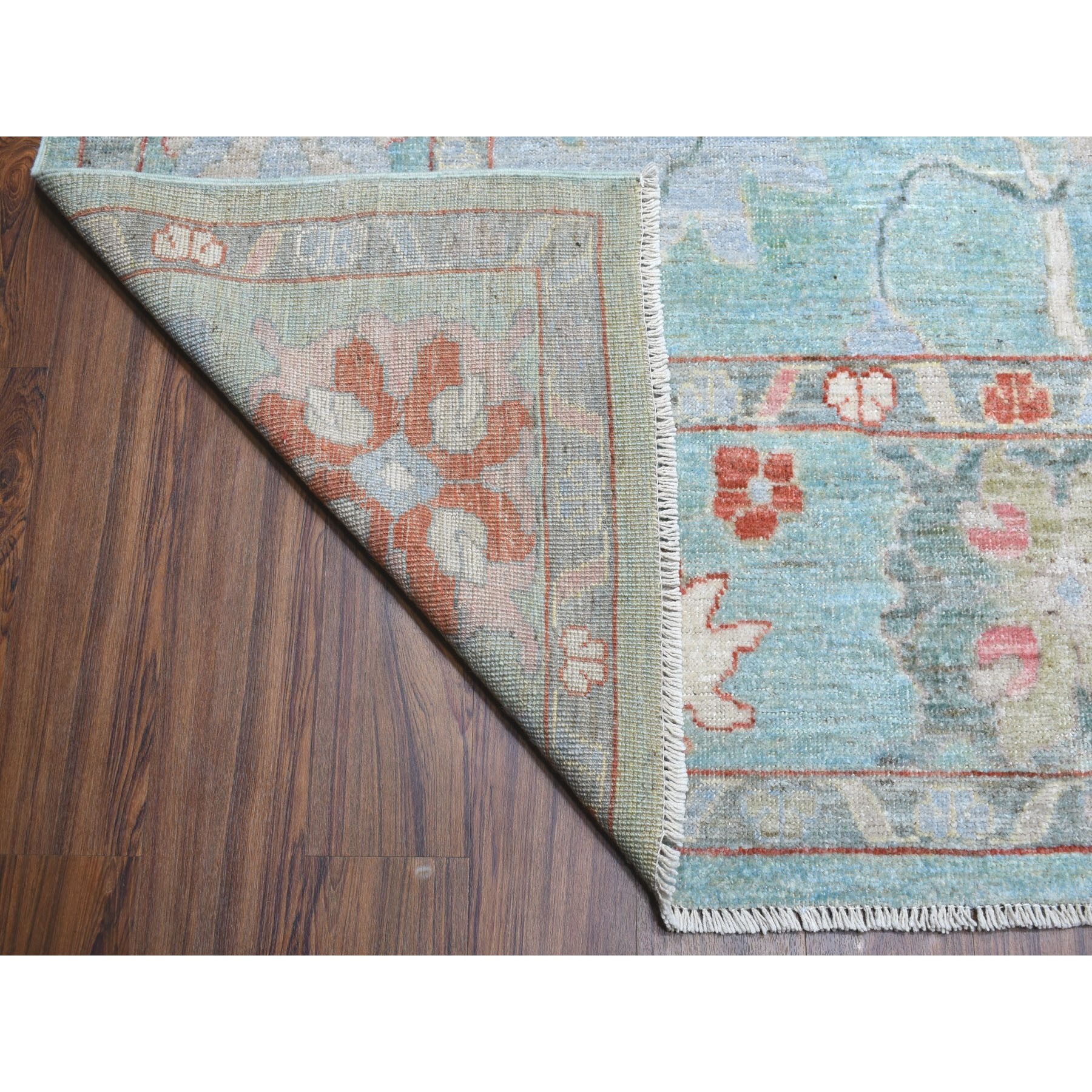 10-x13-9  Teal Blue Angora Oushak Soft Velvety Wool Hand Knotted Oriental Rug 