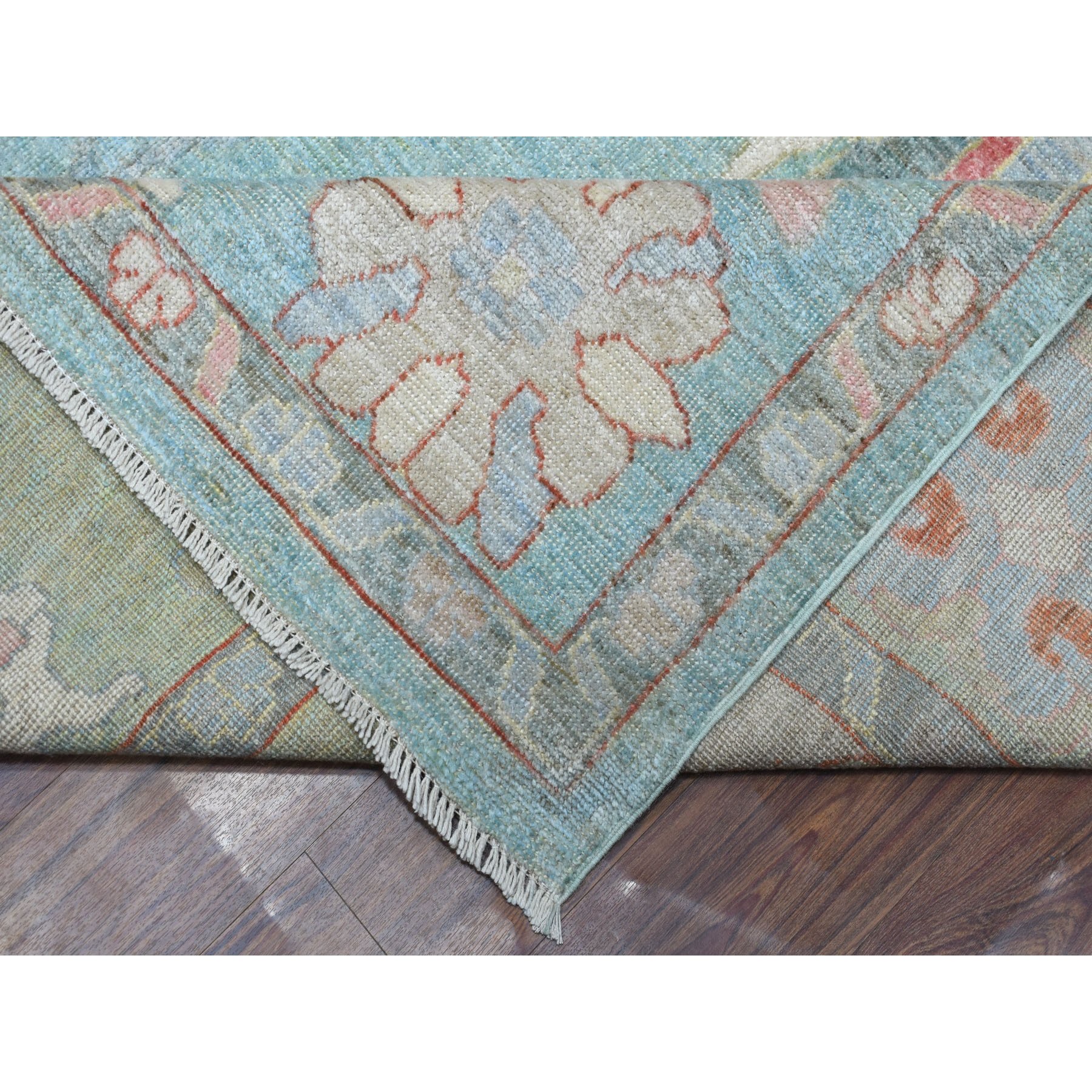 10-x13-9  Teal Blue Angora Oushak Soft Velvety Wool Hand Knotted Oriental Rug 