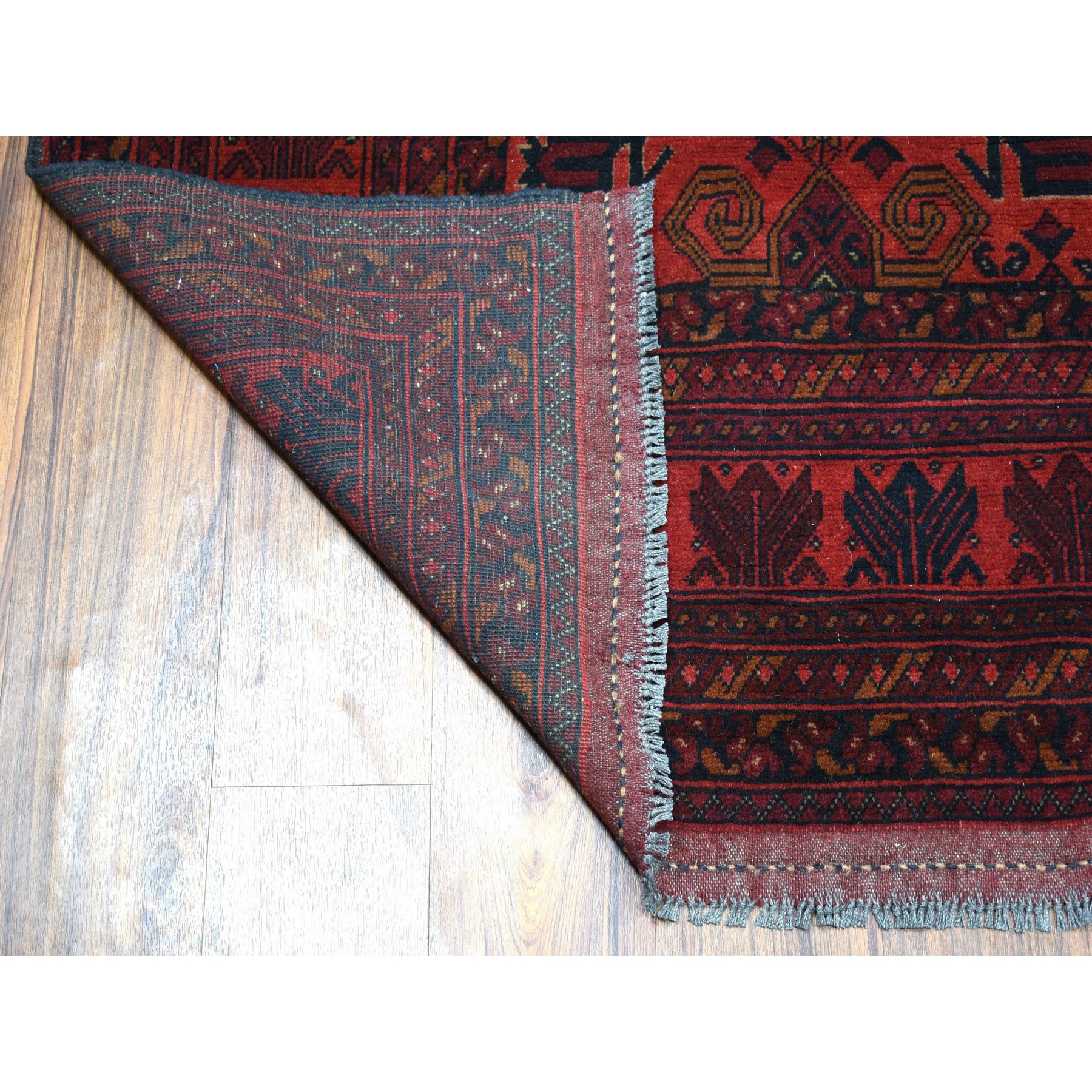 5-8 x7-3  Deep and Saturated Red Tribal Afghan Andkhoy Pure Wool Hand Knotted Oriental Rug 
