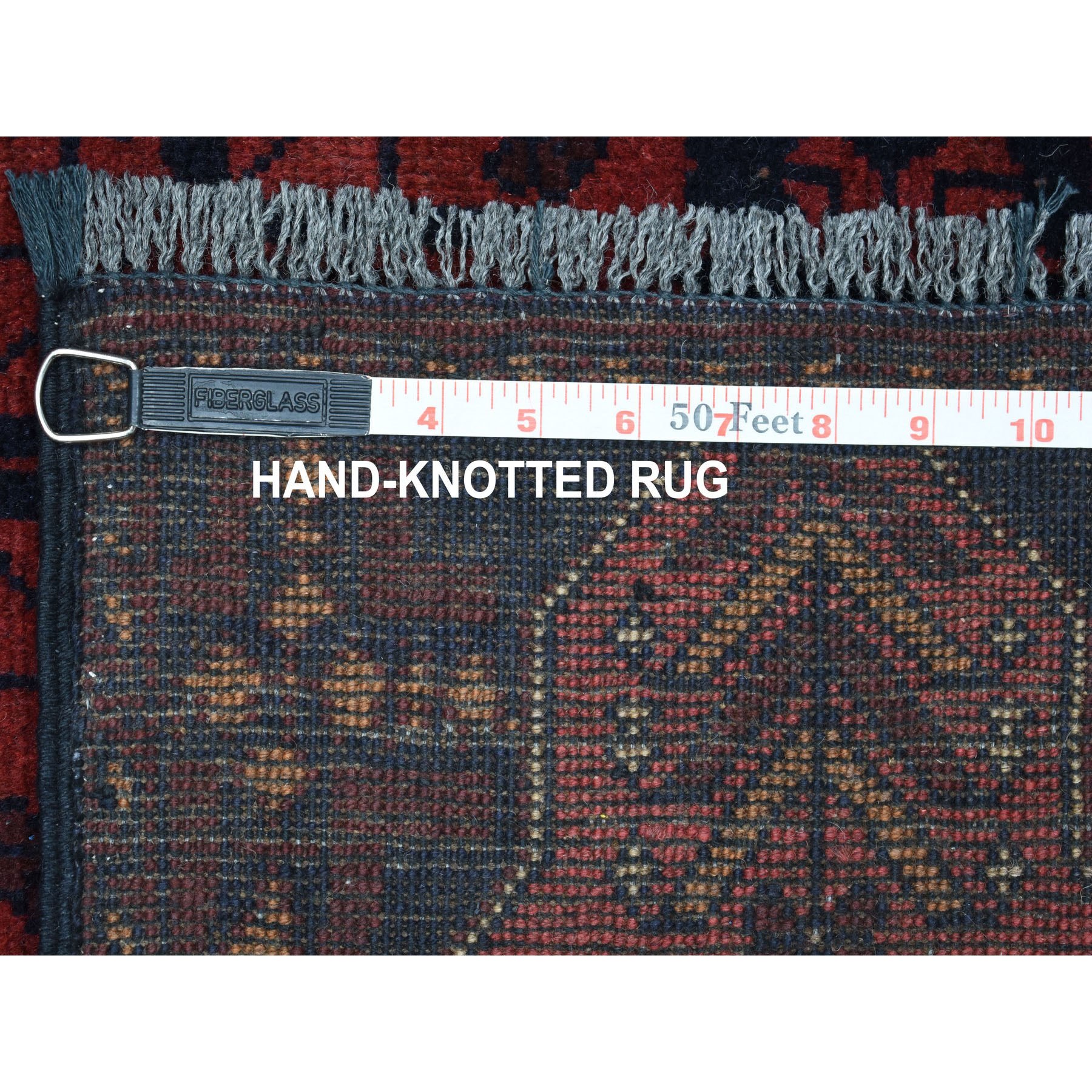 4-1 x6-3  Deep and Saturated Red Geometric Afghan Andkhoy Pure Wool Hand Knotted Oriental Rug 