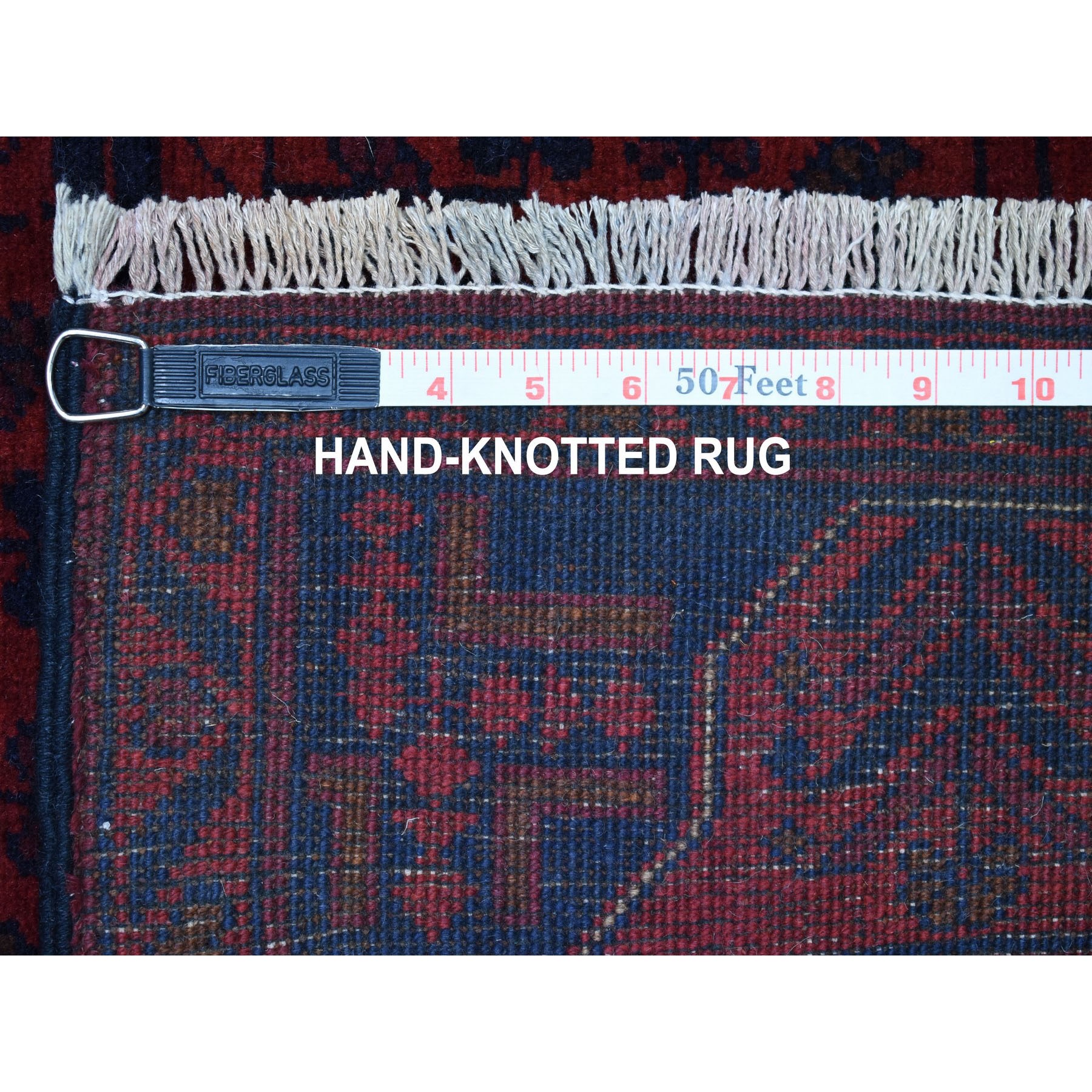 5-1 x6-6  Deep and Saturated Red Geometric Afghan Andkhoy Pure Wool Hand Knotted Oriental Rug 