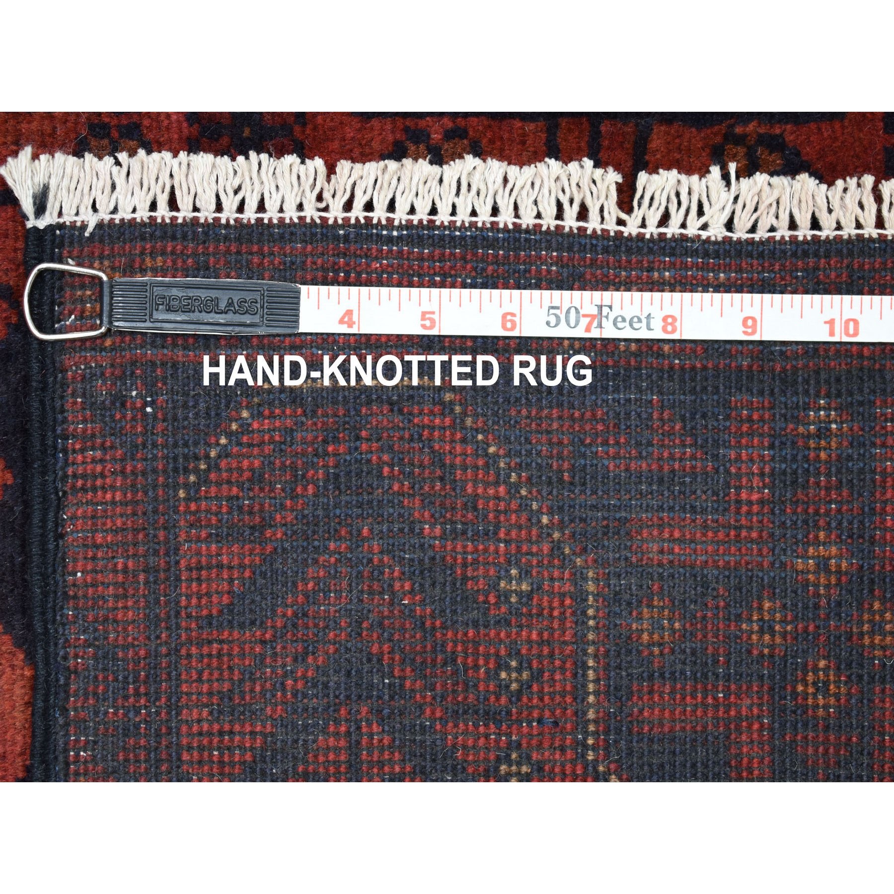 4-9 x6-5  Deep and Saturated Red Geometric Afghan Andkhoy Pure Wool Hand Knotted Oriental Rug 