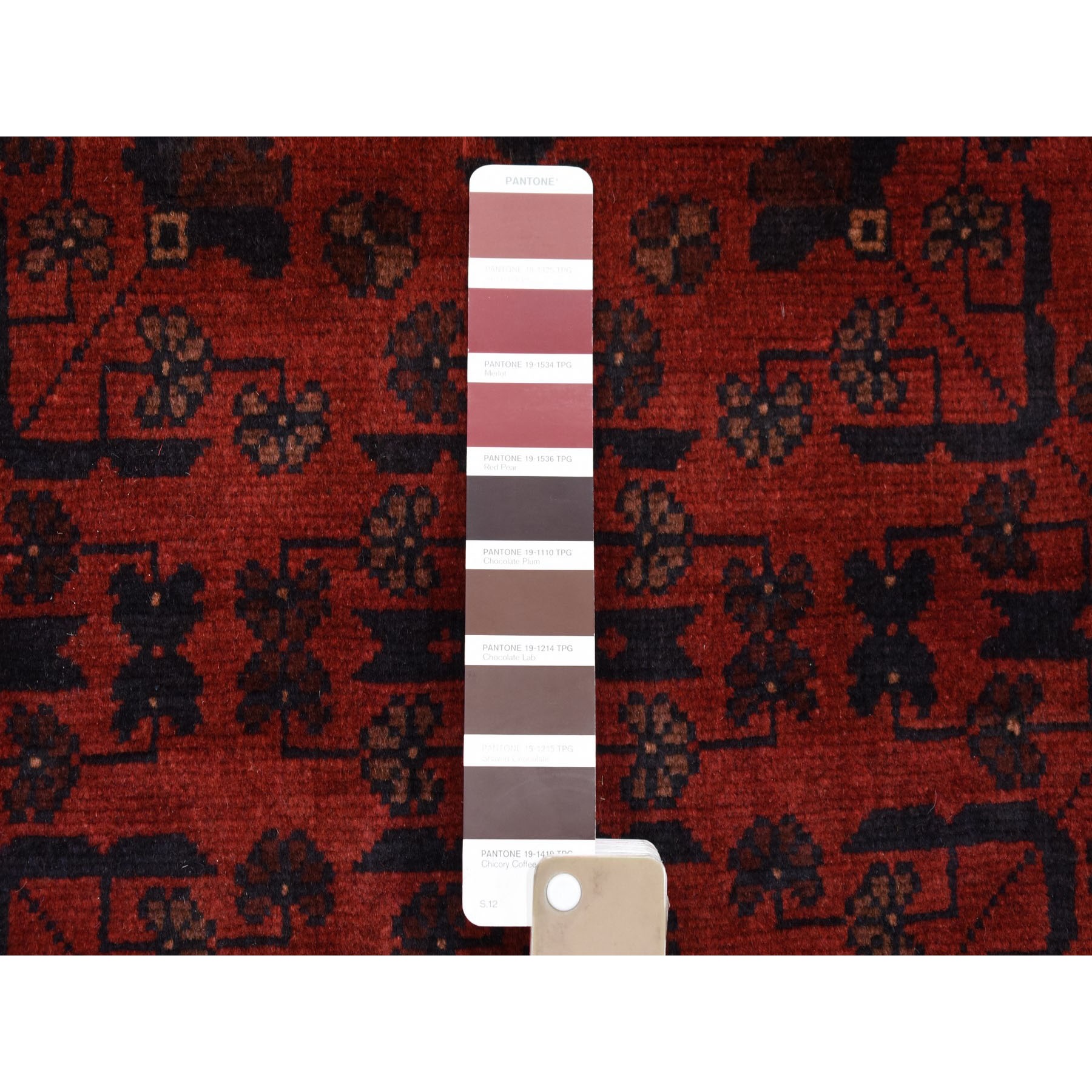 3-3 x5- Deep and Saturated Red Geometric Afghan Andkhoy Pure Wool Hand Knotted Oriental Rug 