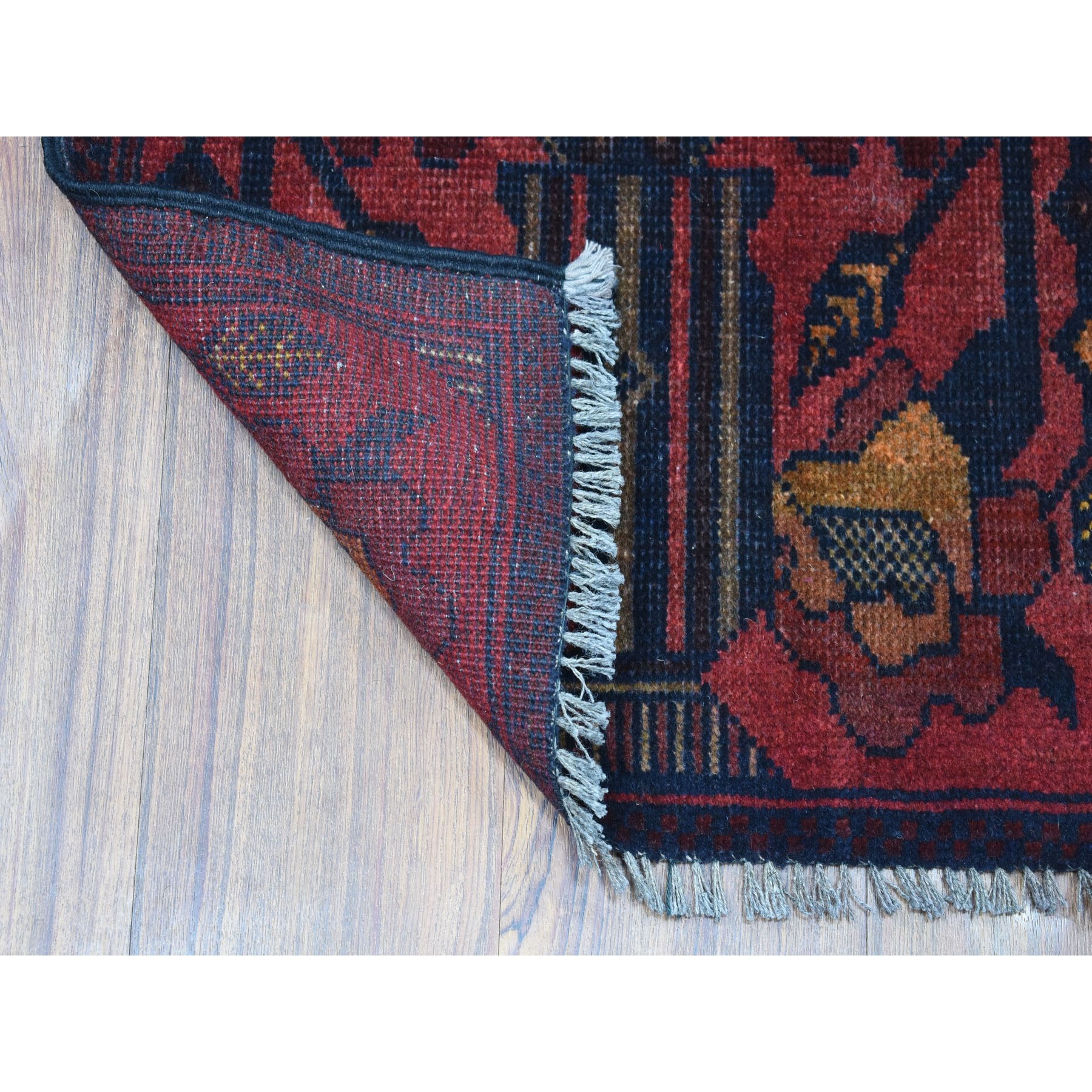 1-8 x3-3  Deep and Saturated Red Tribal Afghan Andkhoy Pure Wool Hand Knotted Oriental Rug 