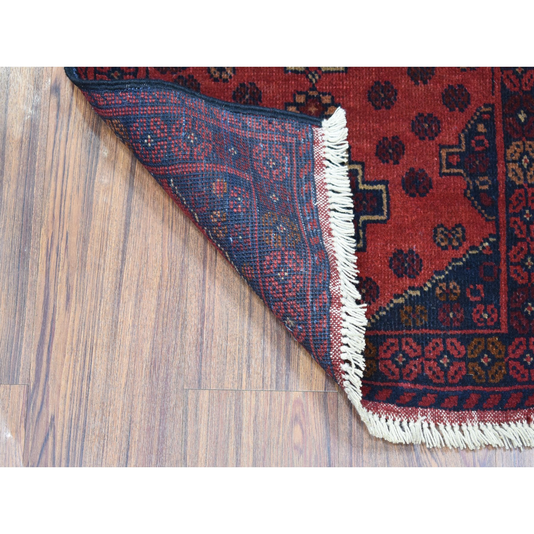 1-8 x3-1  Deep and Saturated Red Tribal Afghan Andkhoy Pure Wool Hand Knotted Oriental Rug 