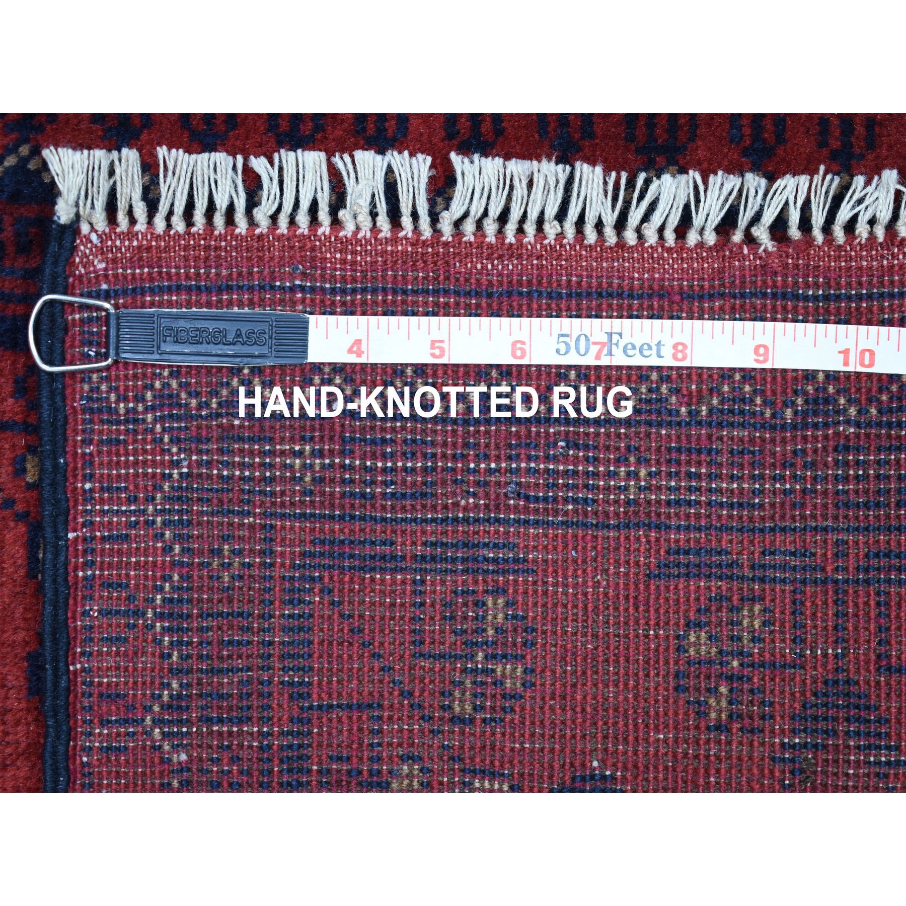 1-7 x3-2  Deep and Saturated Red Geometric Afghan Andkhoy Pure Wool Hand Knotted Oriental Rug 