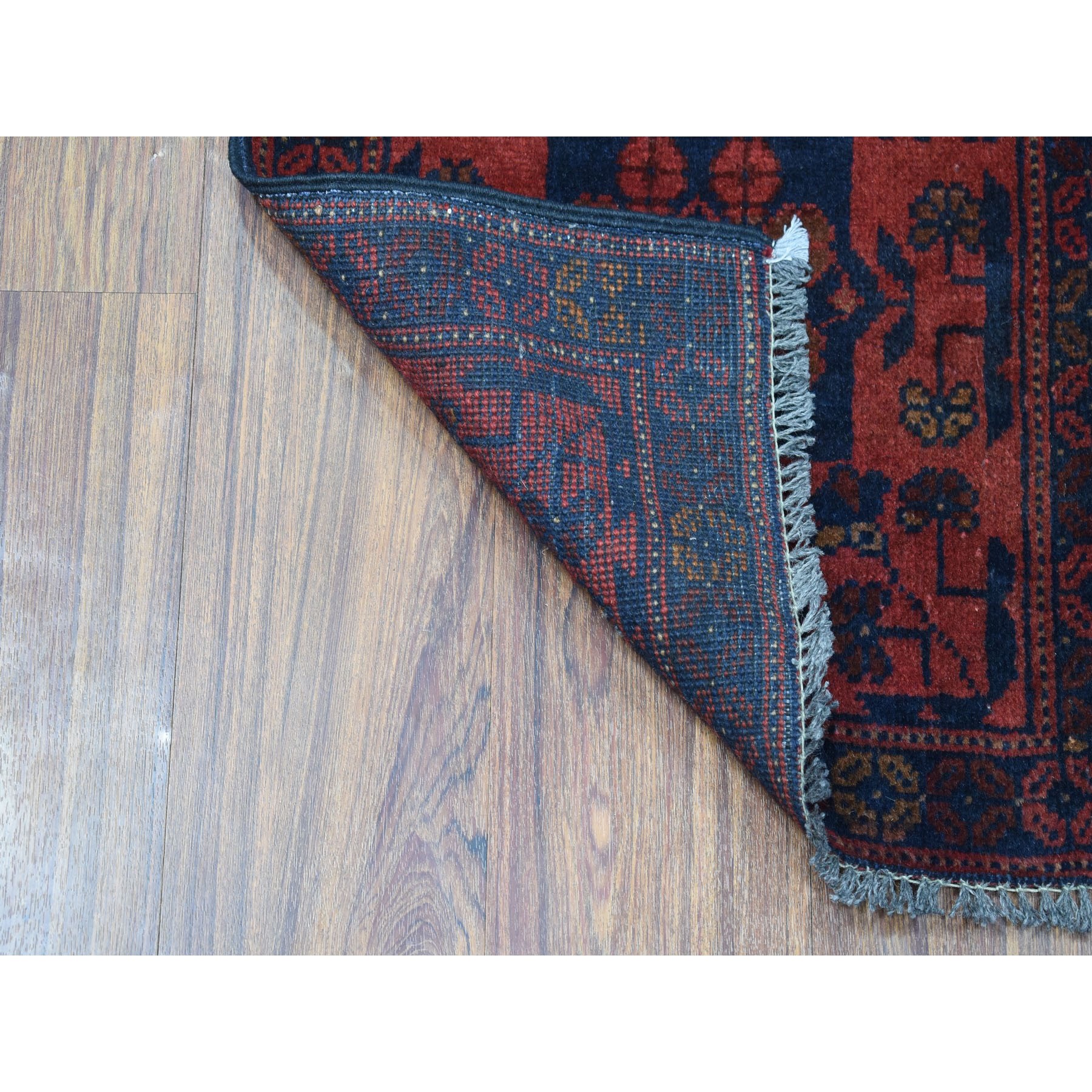 1-6 x3-3  Deep and Saturated Red Geometric Afghan Andkhoy Pure Wool Hand Knotted Oriental Rug 